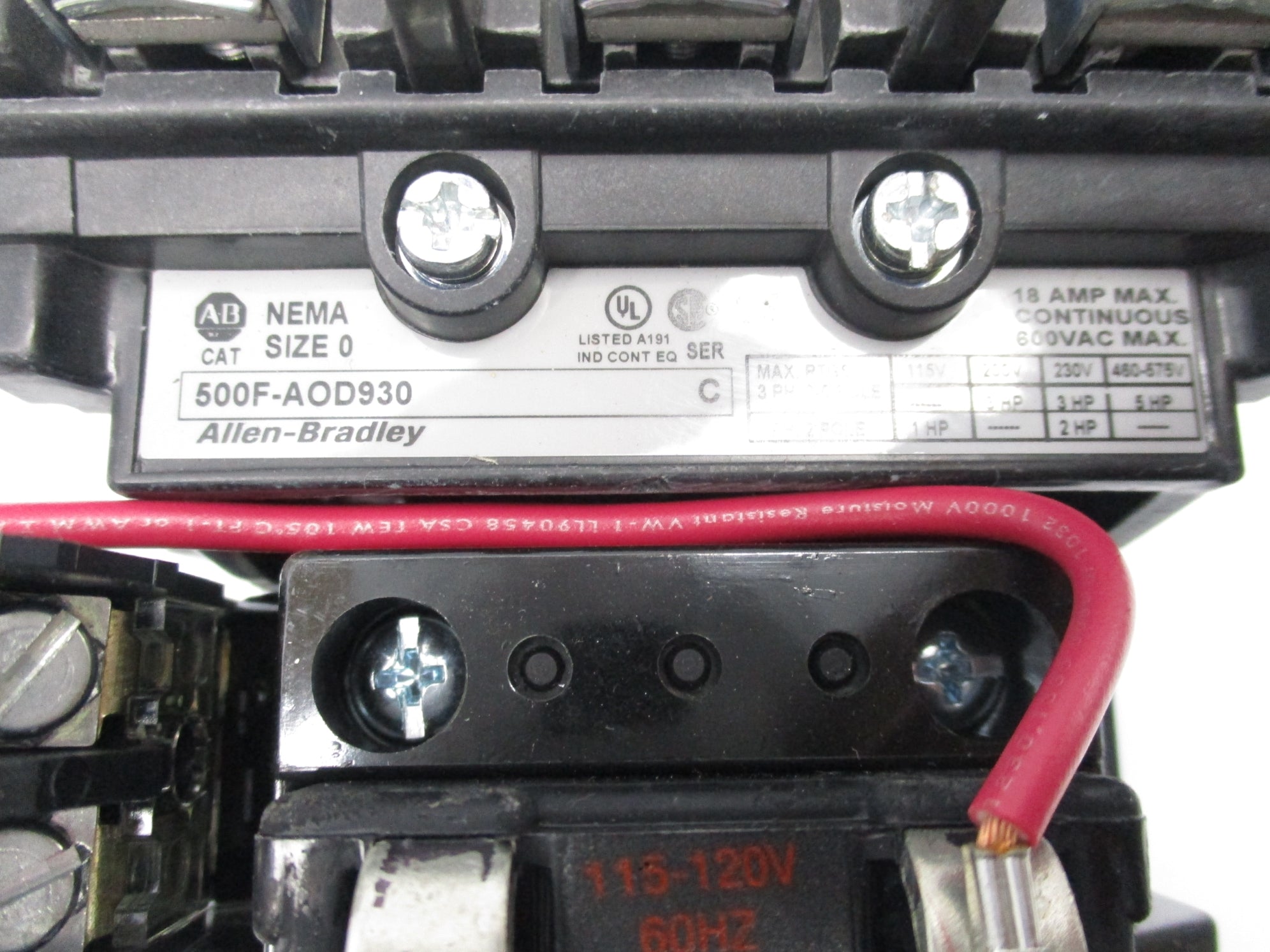 INDUSTRIAL SPARE PART 500F-AOD930 SER. C 110/115-120V (AS PICTURED) NSNP