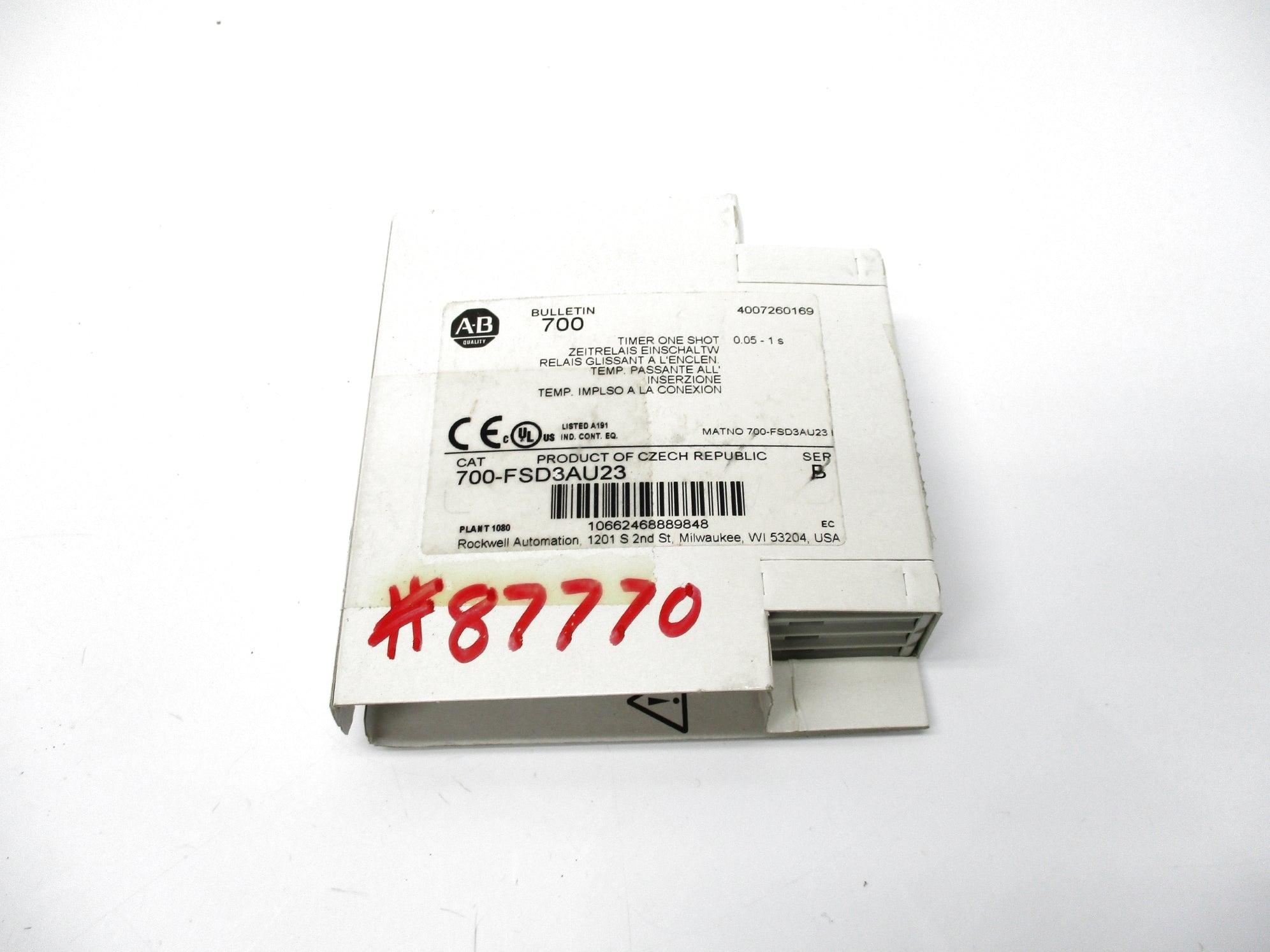 ALLEN BRADLEY 700-FSD3AU23 SER. B (WH) NSMP