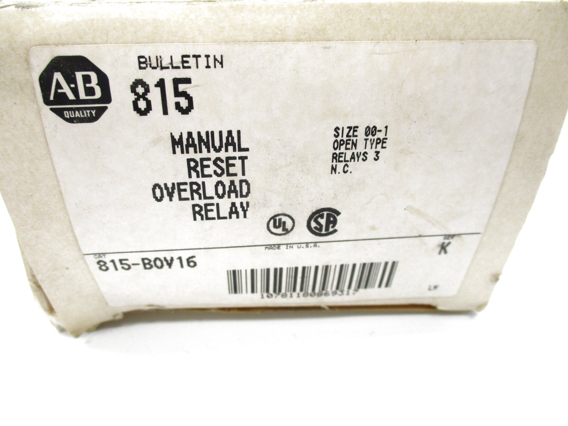 INDUSTRIAL SPARE PART 815-B0V16 SER. K 600V NSMP