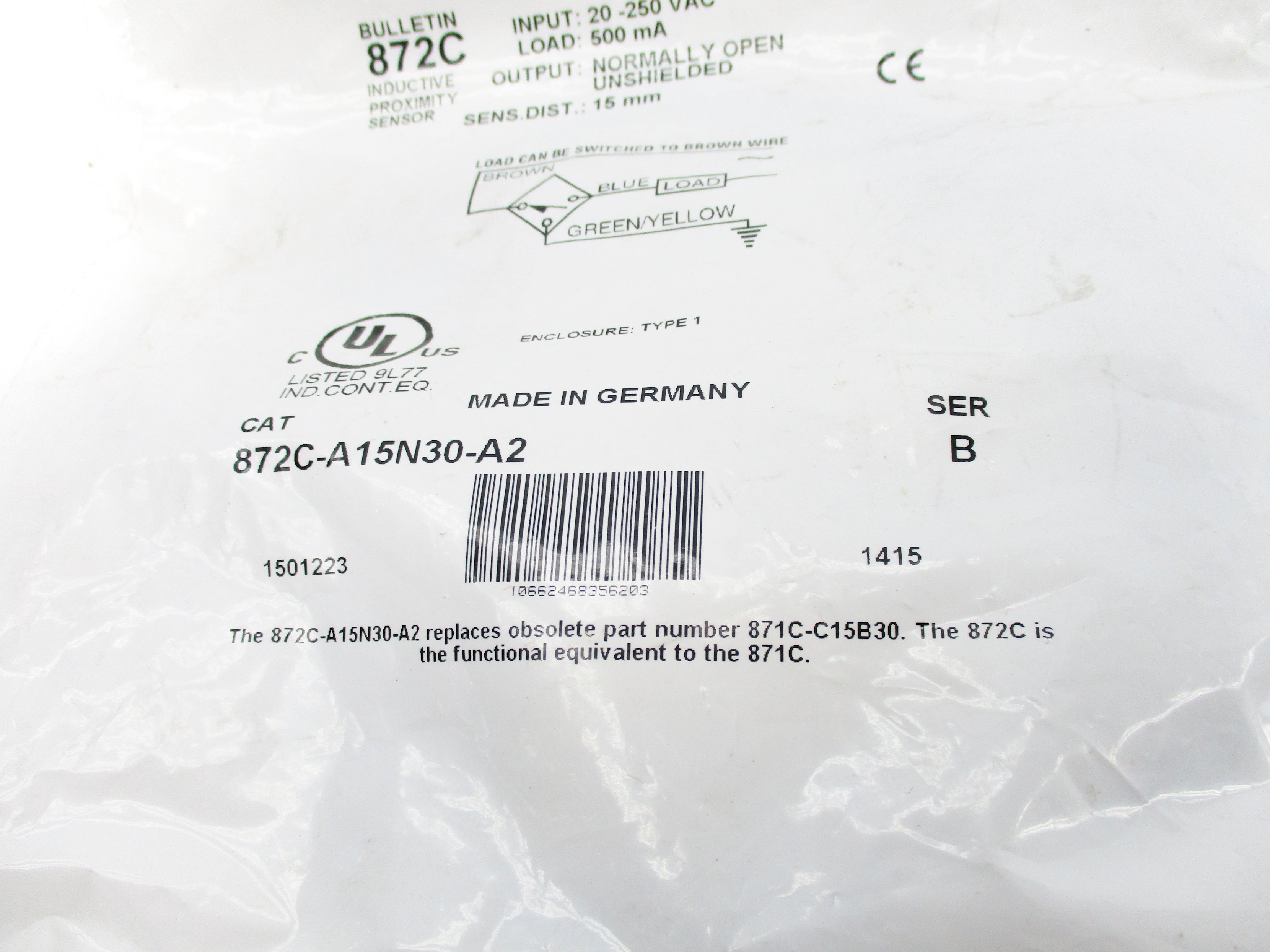 ALLEN BRADLEY 872C-A15N30-A2 SER. B NSMP