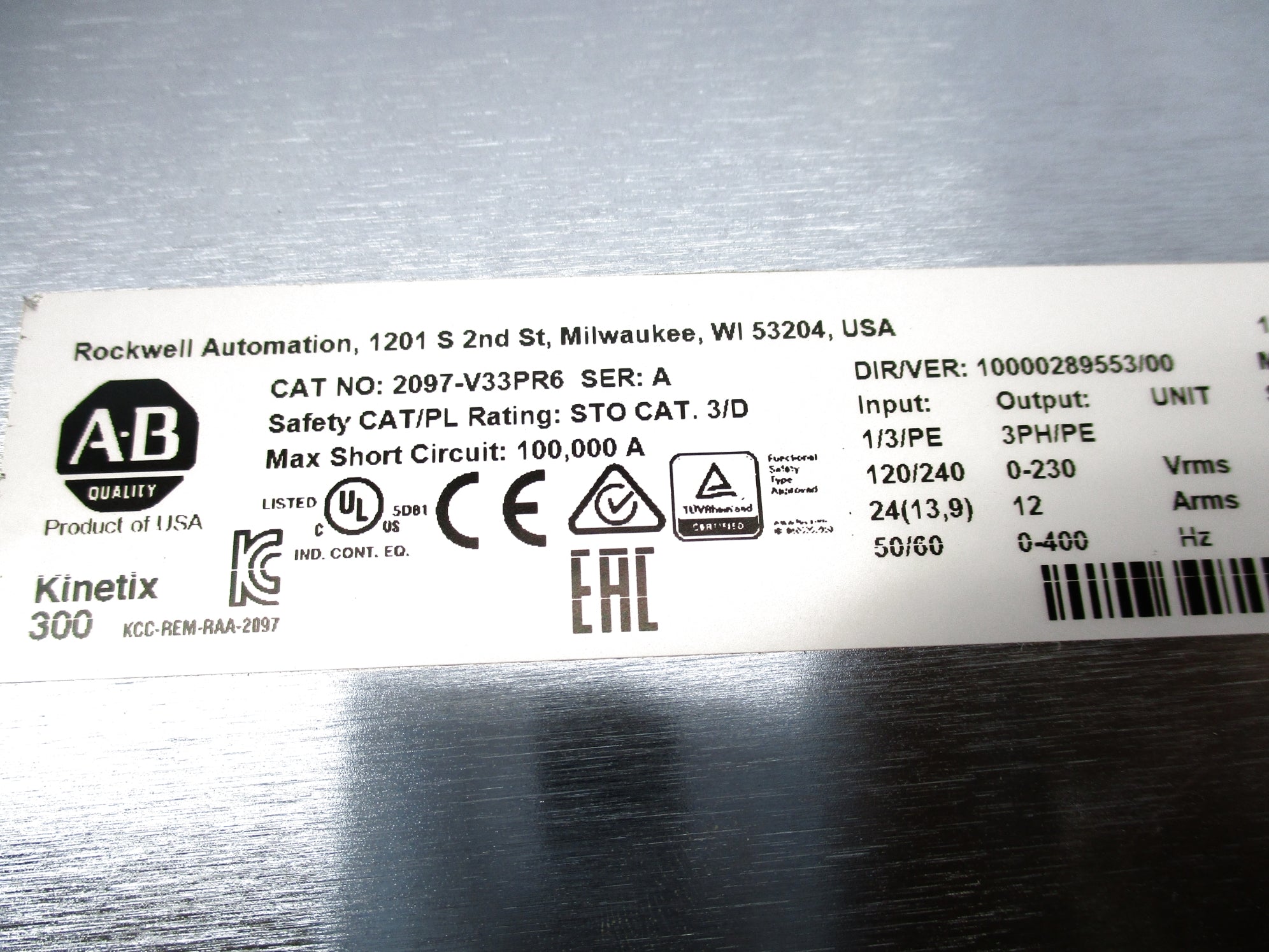 ALLEN BRADLEY 2097-V33PR6 SER. A NSNP