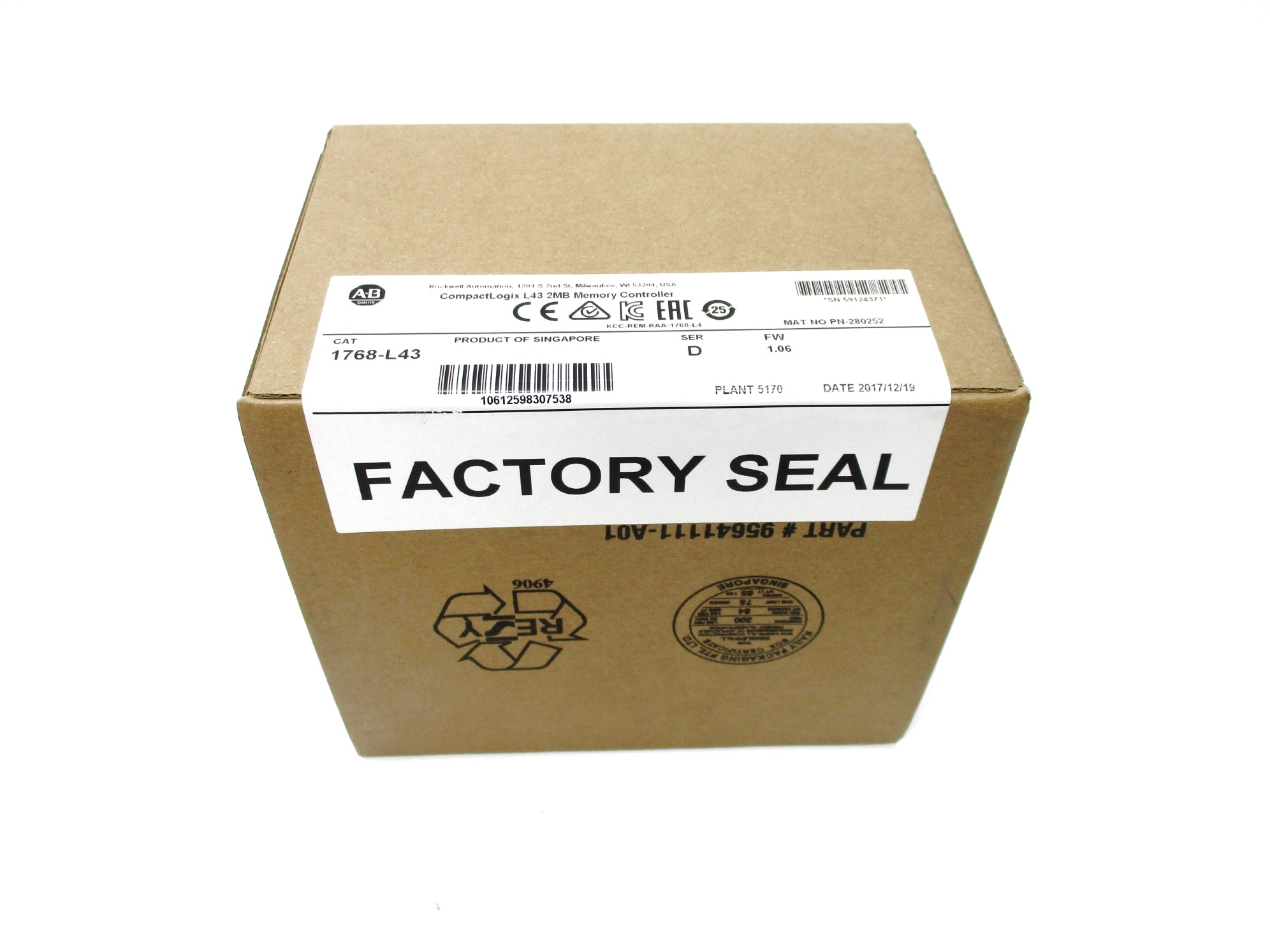 ALLEN BRADLEY 1768-L43 SER. D (BR/WH) NSFS