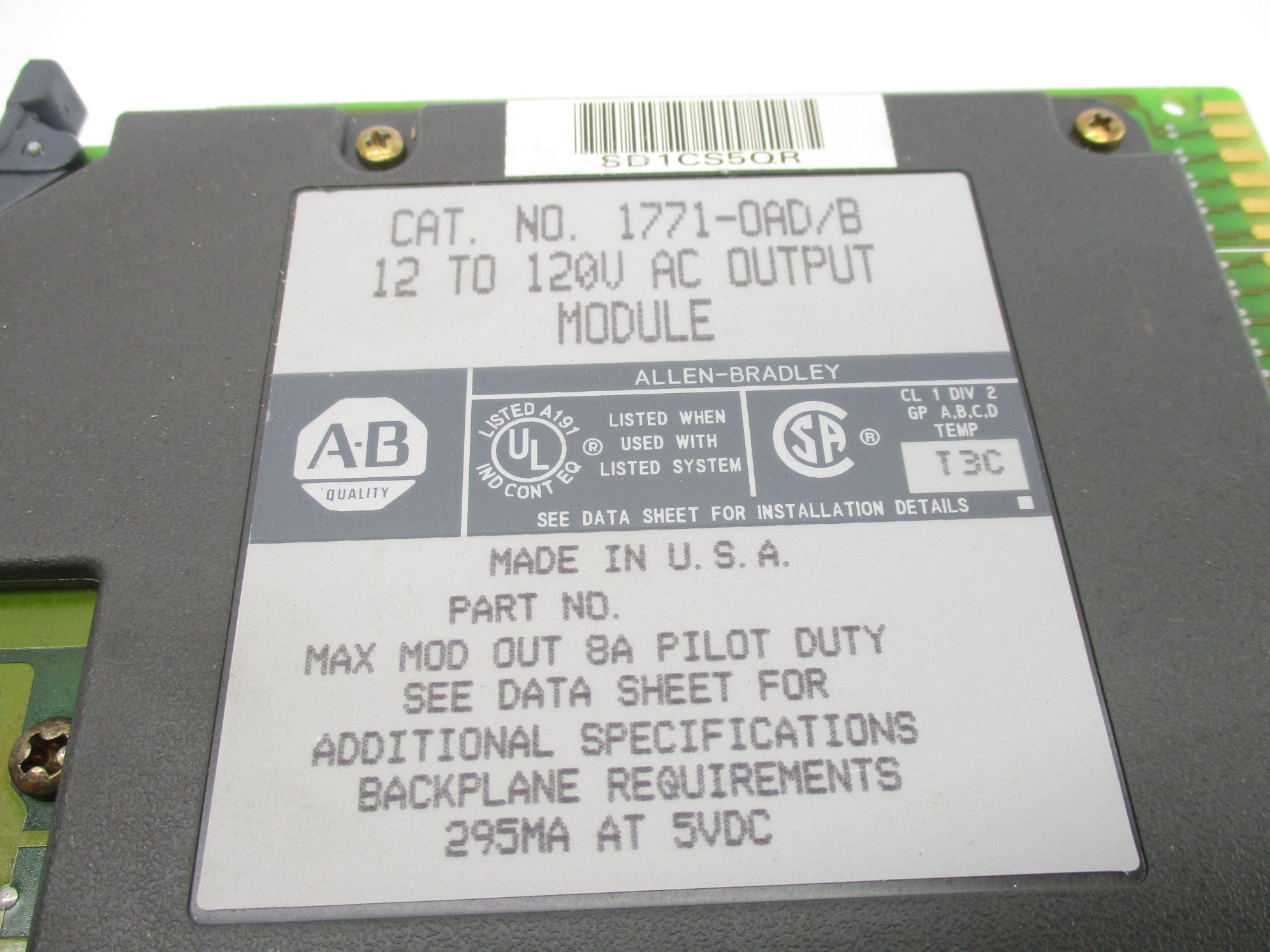 ALLEN BRADLEY 1771-0AD SER. B 12-120VAC UNMP