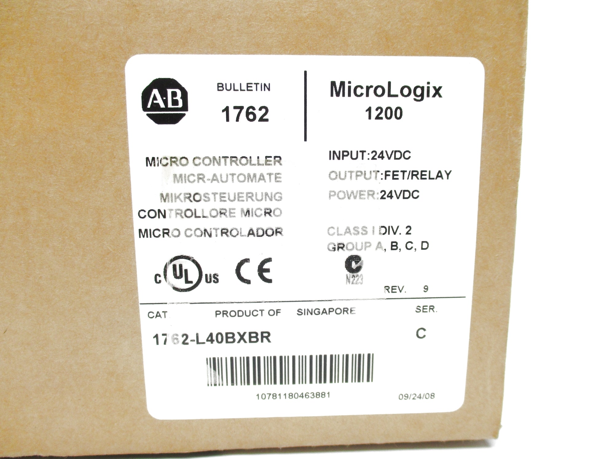 ALLEN BRADLEY 1762-L40BXBR SER. C F/W 12 NSMP
