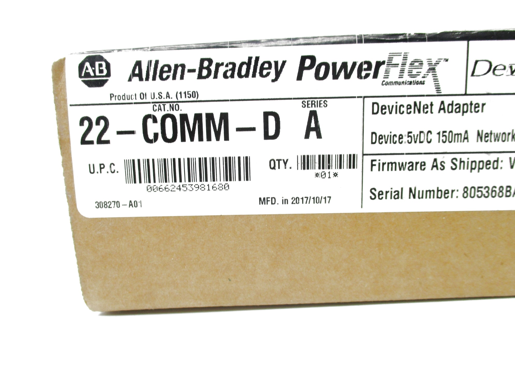 INDUSTRIAL SPARE PART 22-COMM-D SER. A F/W 1.011 DATE: 2017 NSFS