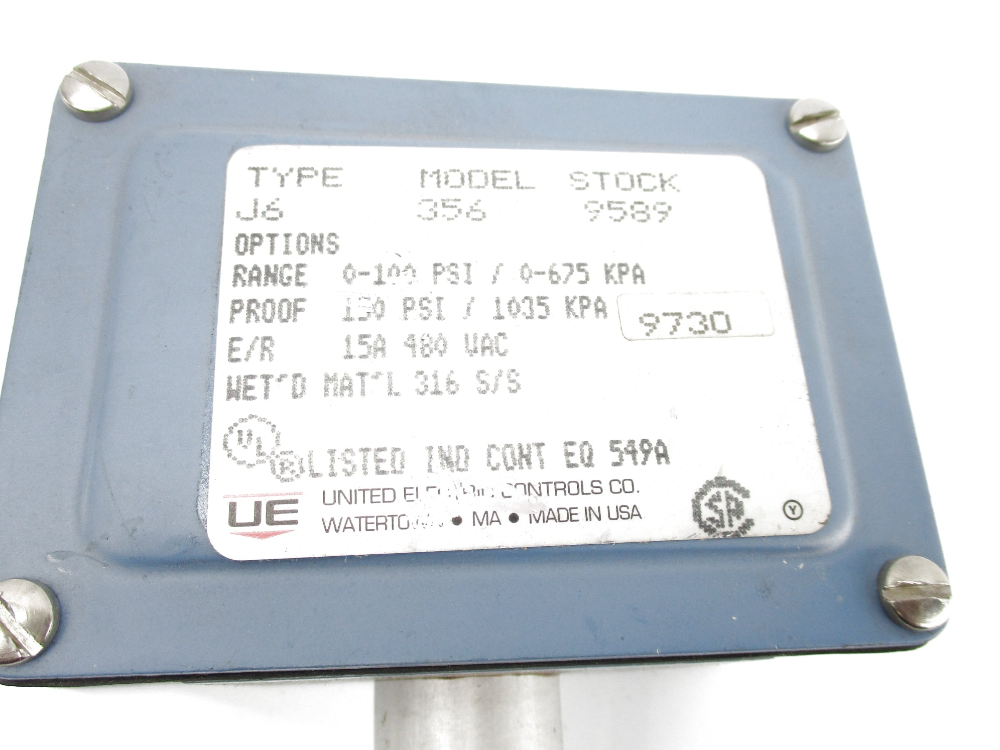 UNITED ELECTRIC J6-356-9589 0-100PSI NSNP