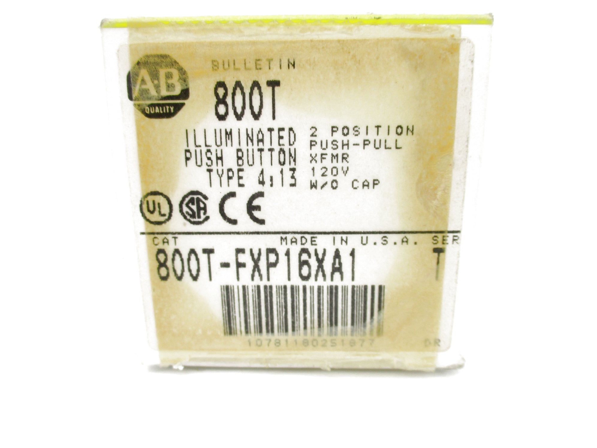 ALLEN BRADLEY 800T-FXP16XA1 SER. T (BK/YL) NSMP