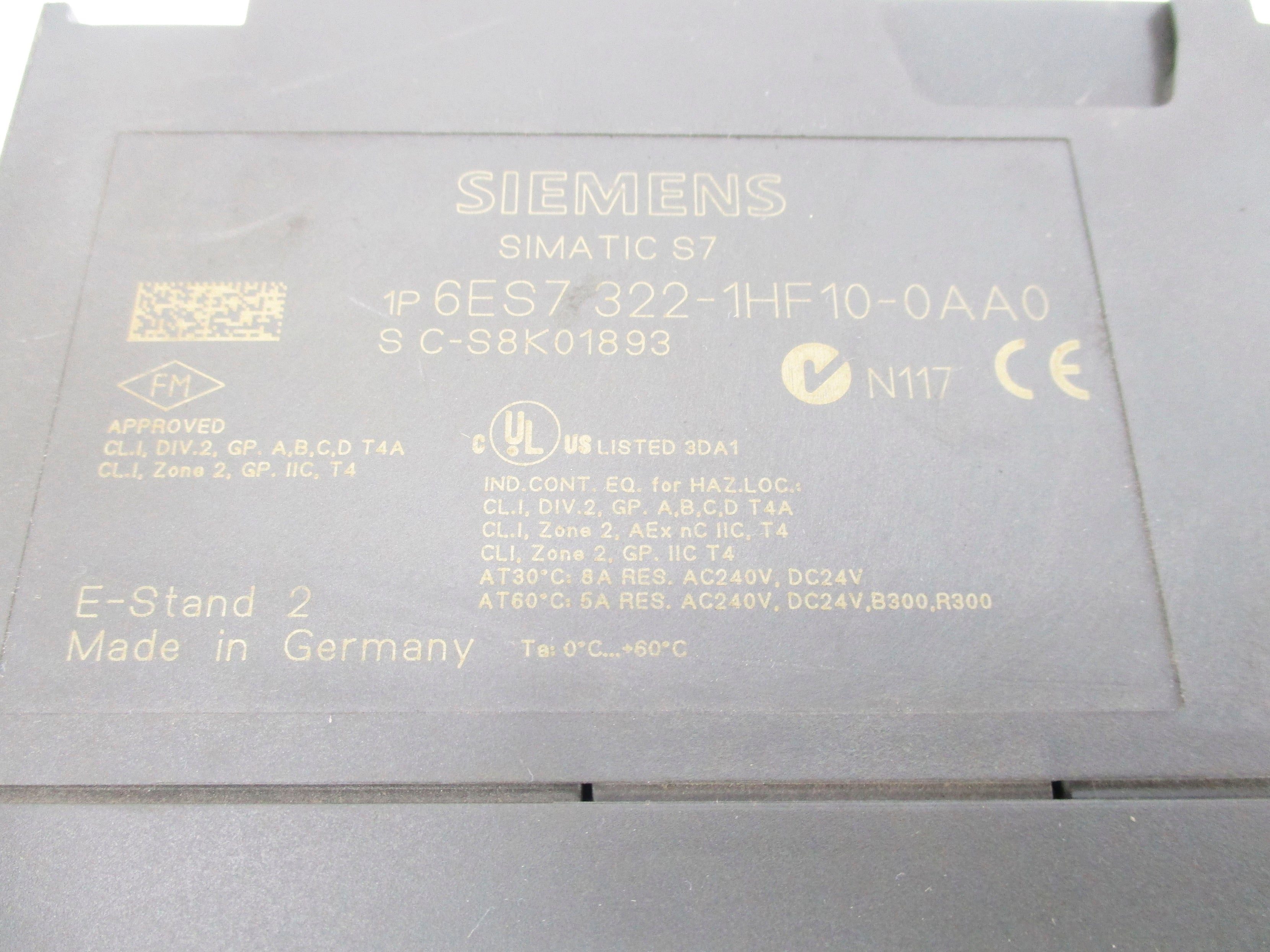 SIEMENS 6ES7322-1HF10-0AA0 (AS PICTURED) UNMP