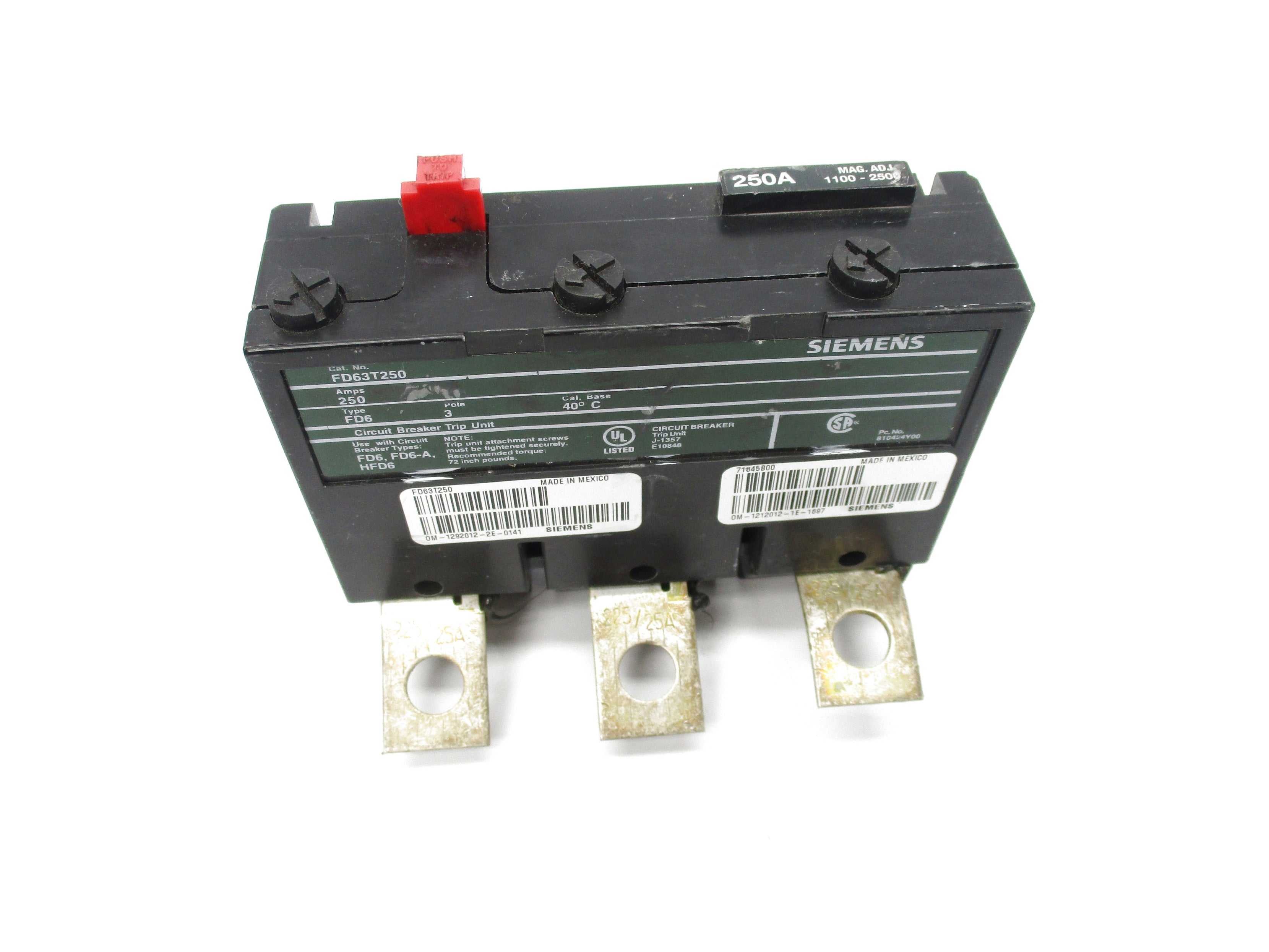 SIEMENS FD63T250 250AMP UNMP