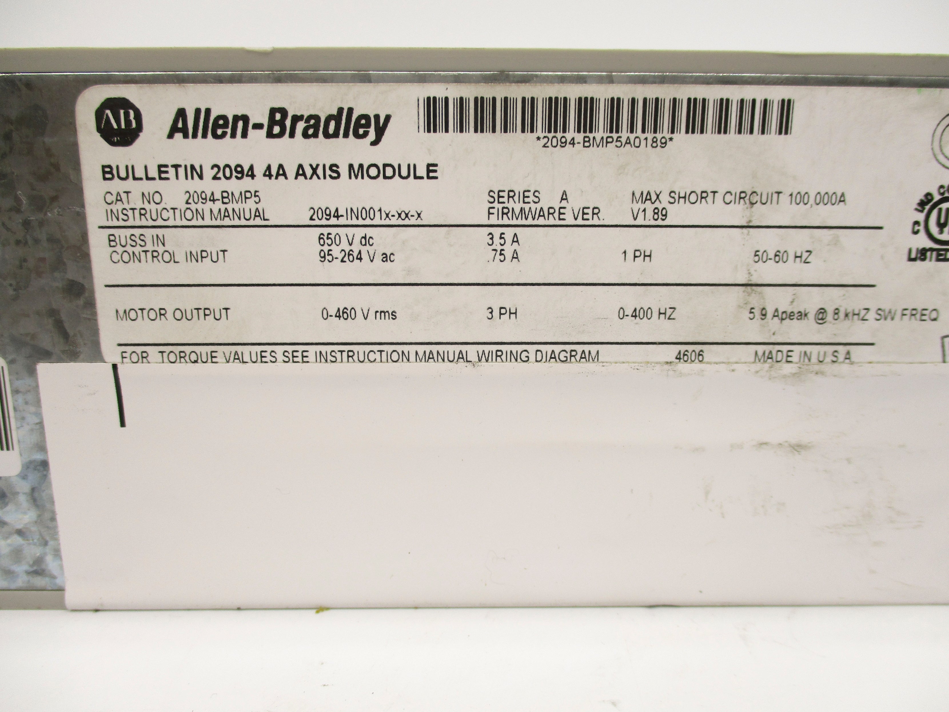 ALLEN BRADLEY 2094-BMP5 SER. A F/W V1.89 NSNP
