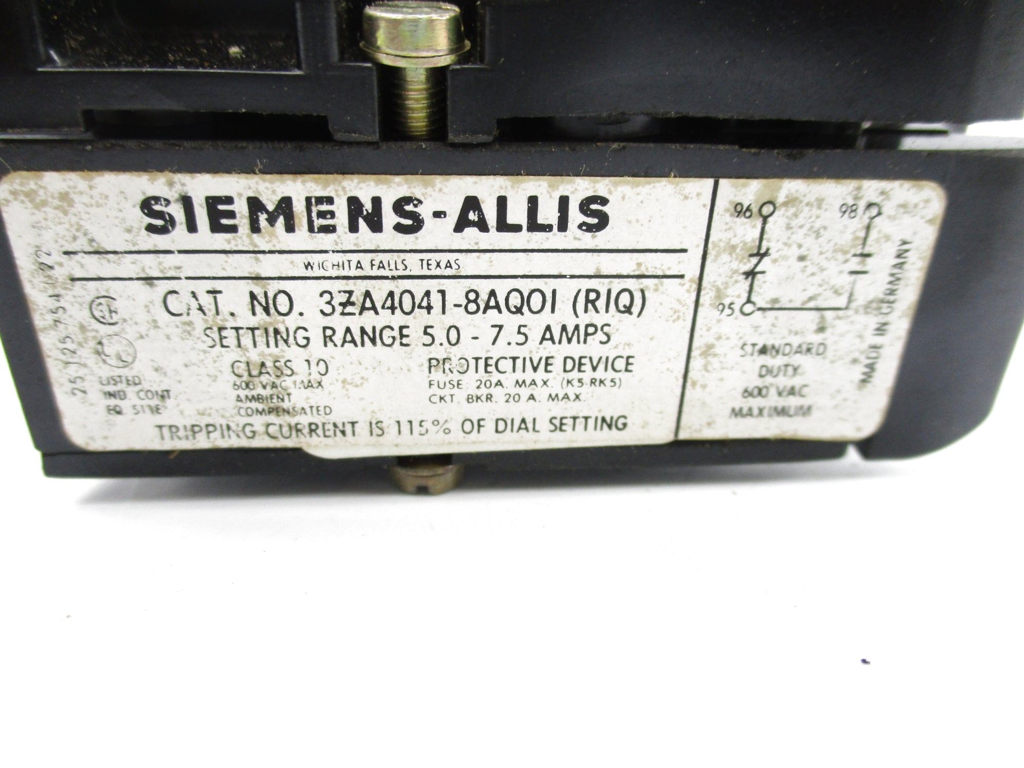 SIEMENS 3ZA4041-8AQ01 600VAC 20A NSNP