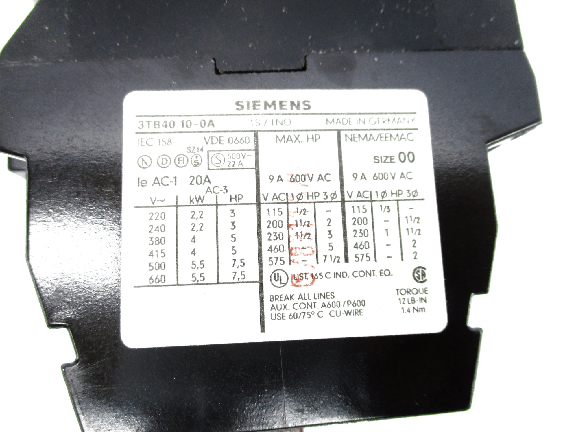SIEMENS 3TB4010-0A 24V NSNP