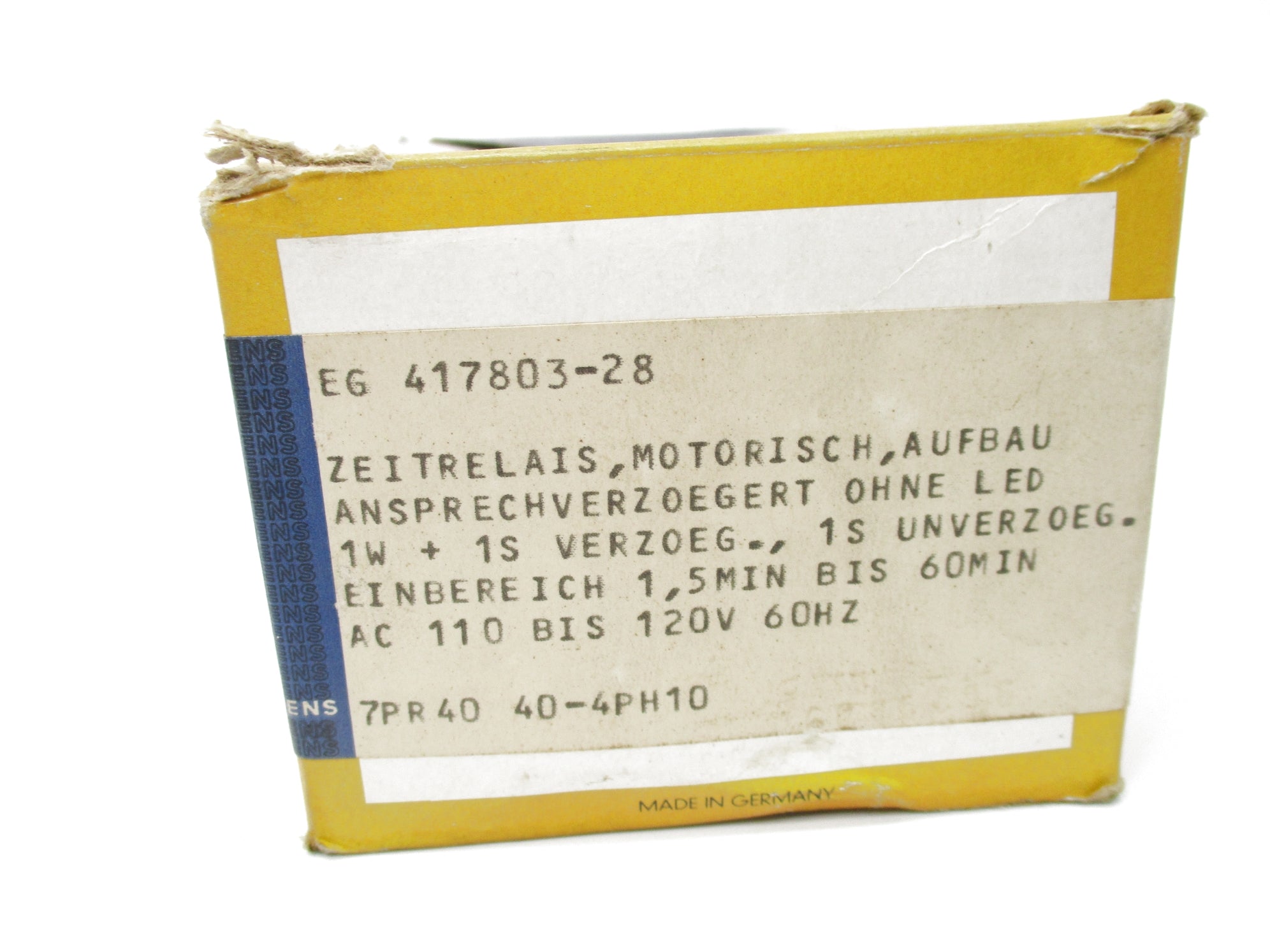 SIEMENS 7PR4040-4PH10 3A 120V 0-6MINS NSMP