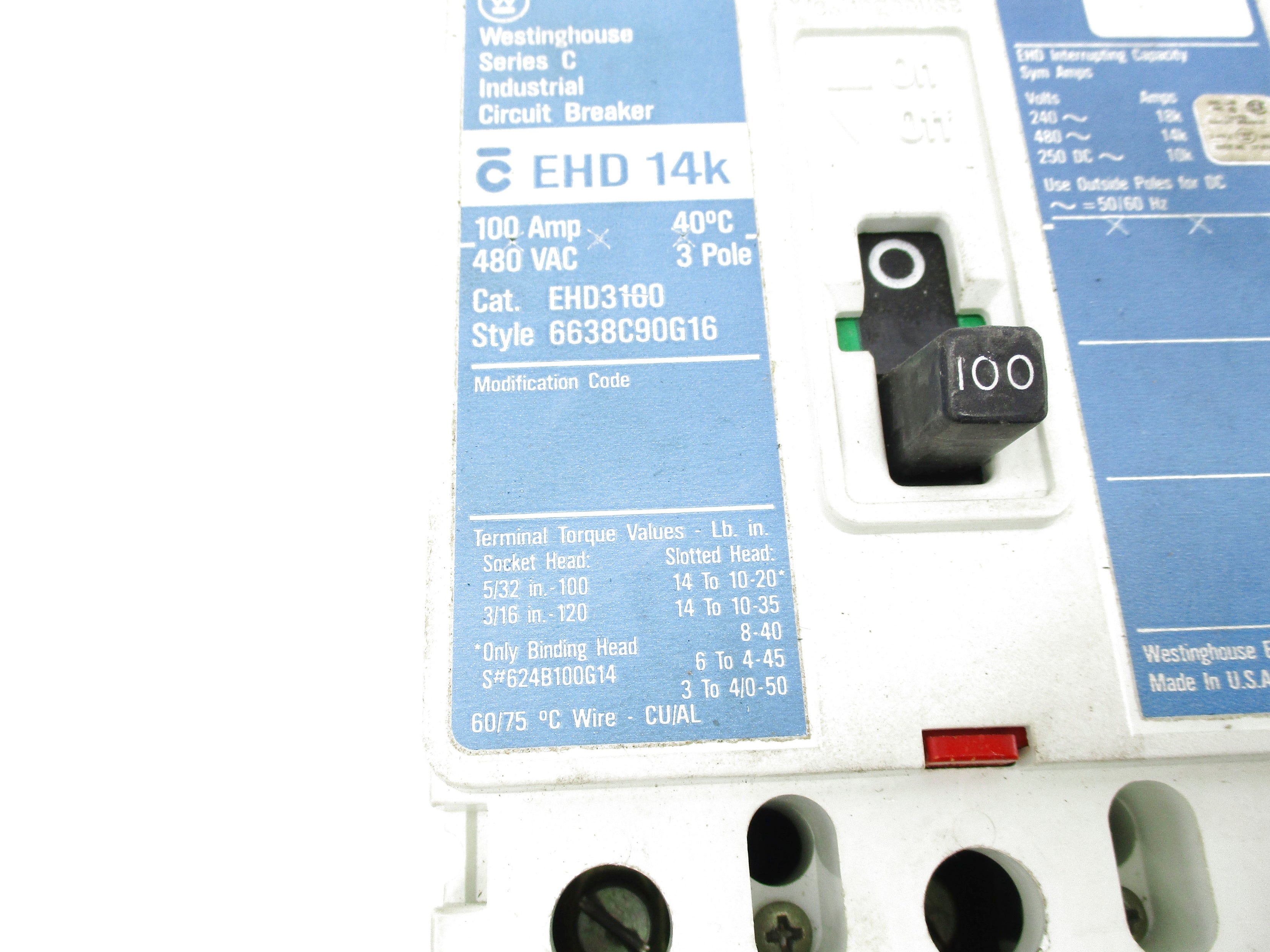 WESTINGHOUSE EHD3100 480V 100A NSNP
