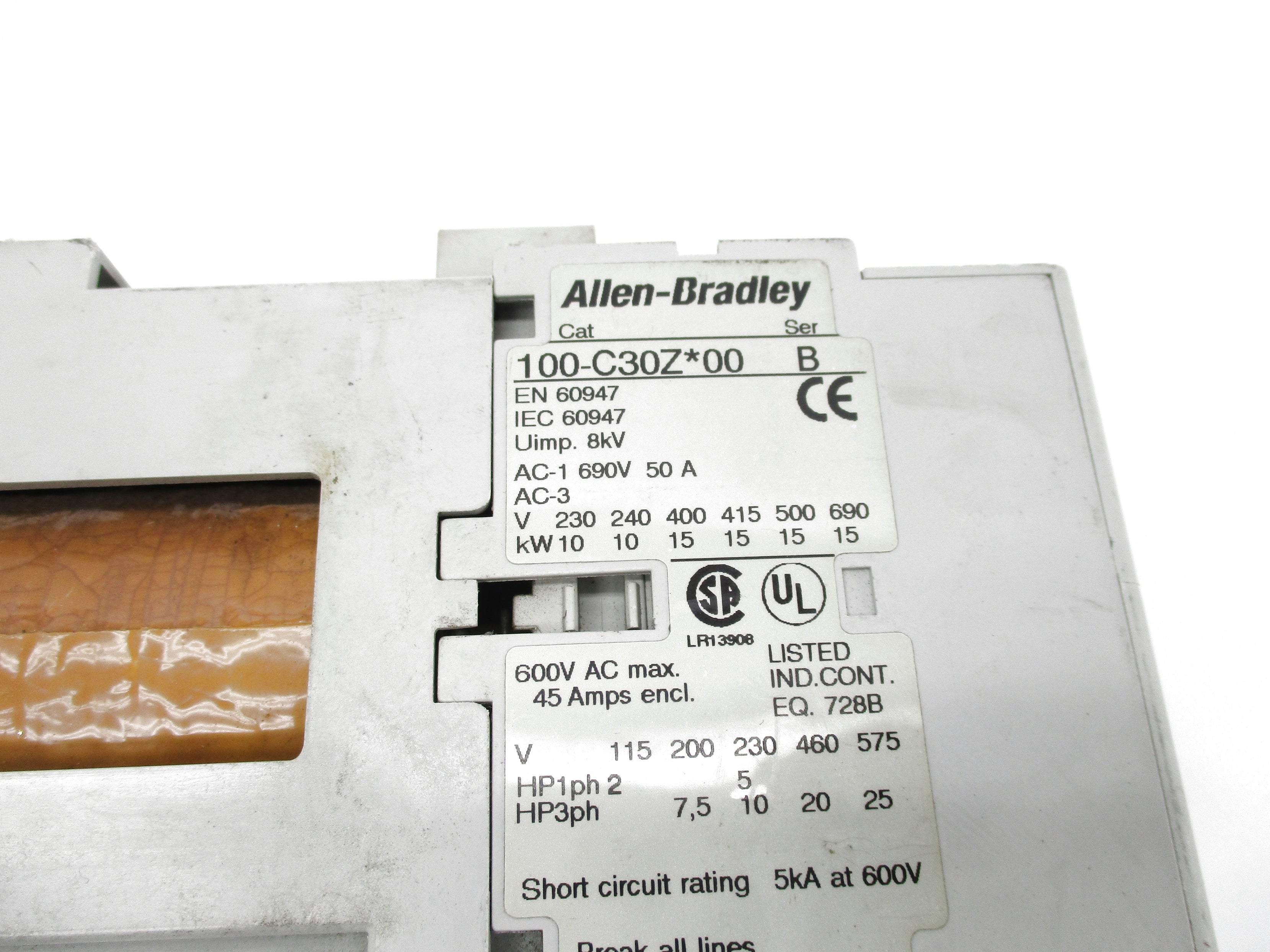 ALLEN BRADLEY 100-C30ZA00 SER. B 24V 45A NSNP