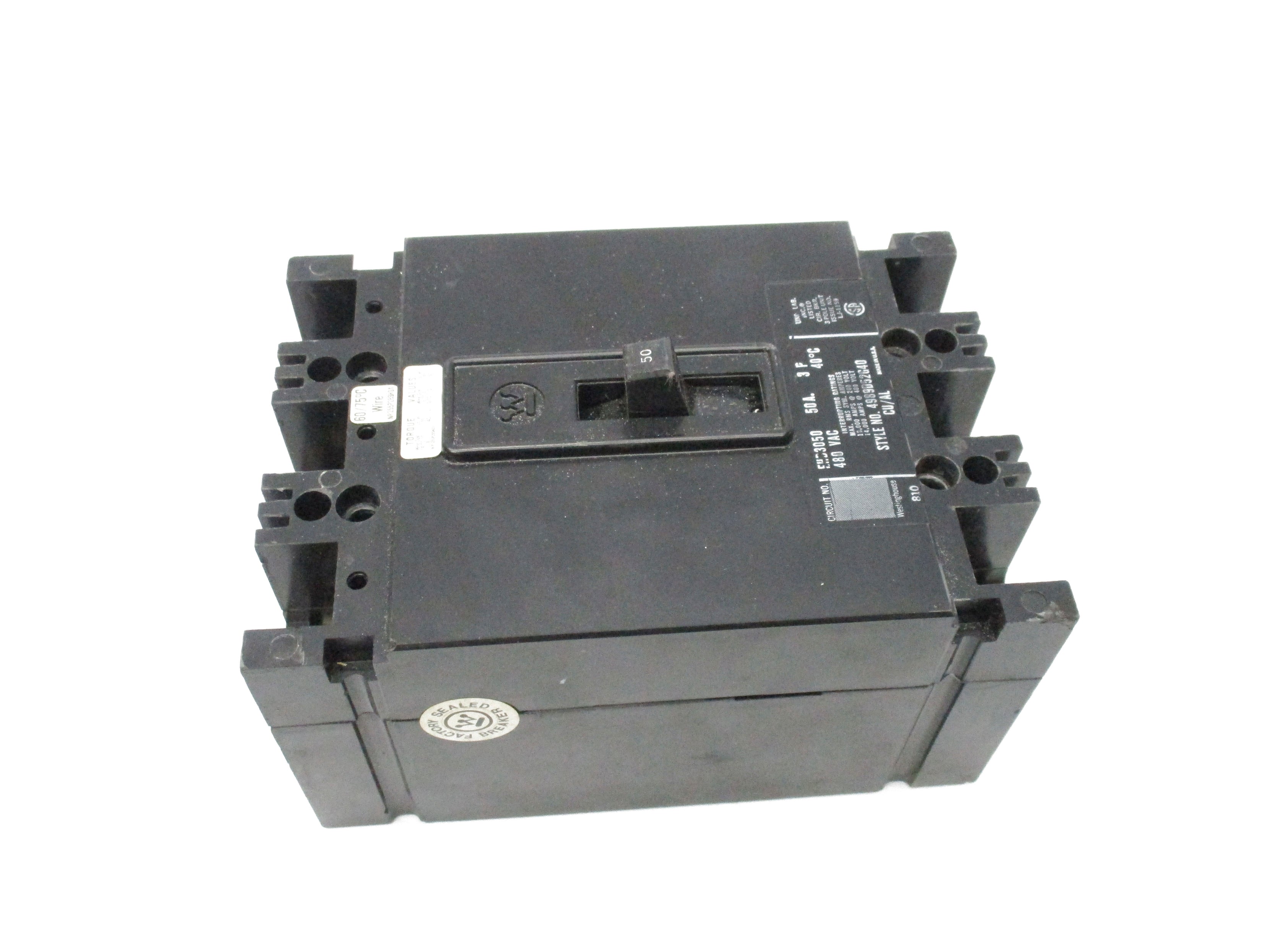 WESTINGHOUSE EHD3050 480VAC 50A UNMP