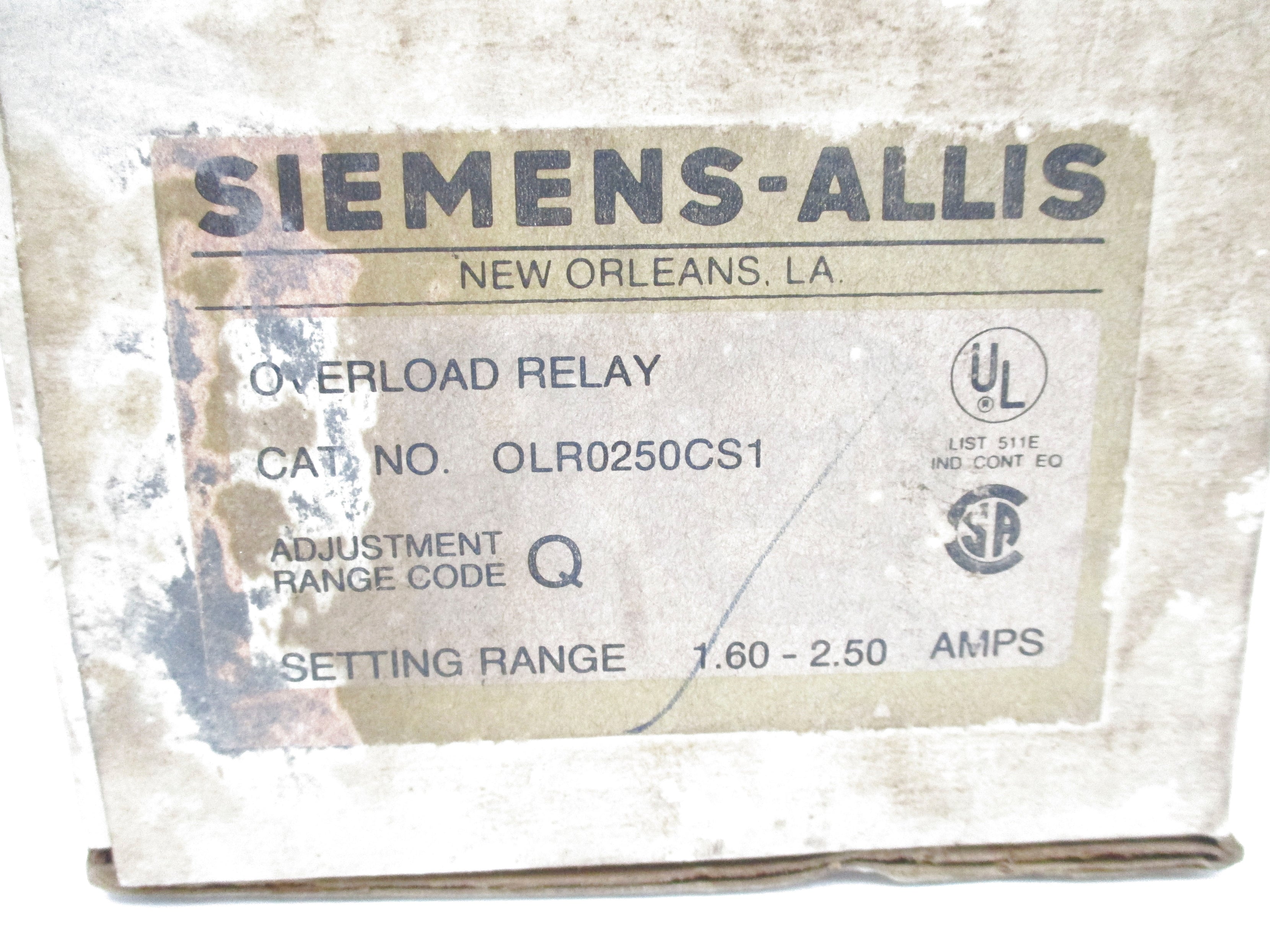 SIEMENS OLR0250CS1 600VAC 6A NSMP