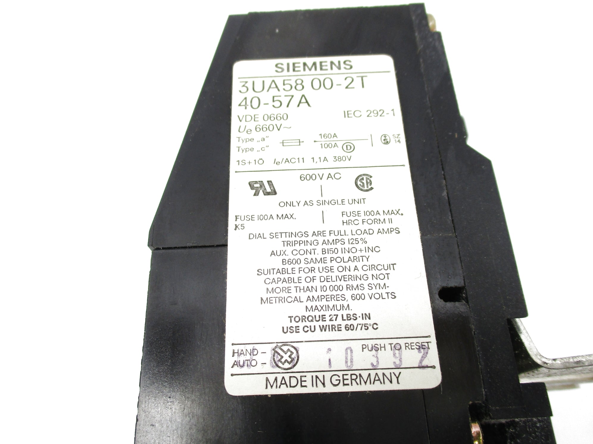 SIEMENS 3UA5800-2T 600VAC 40-57A NSMP