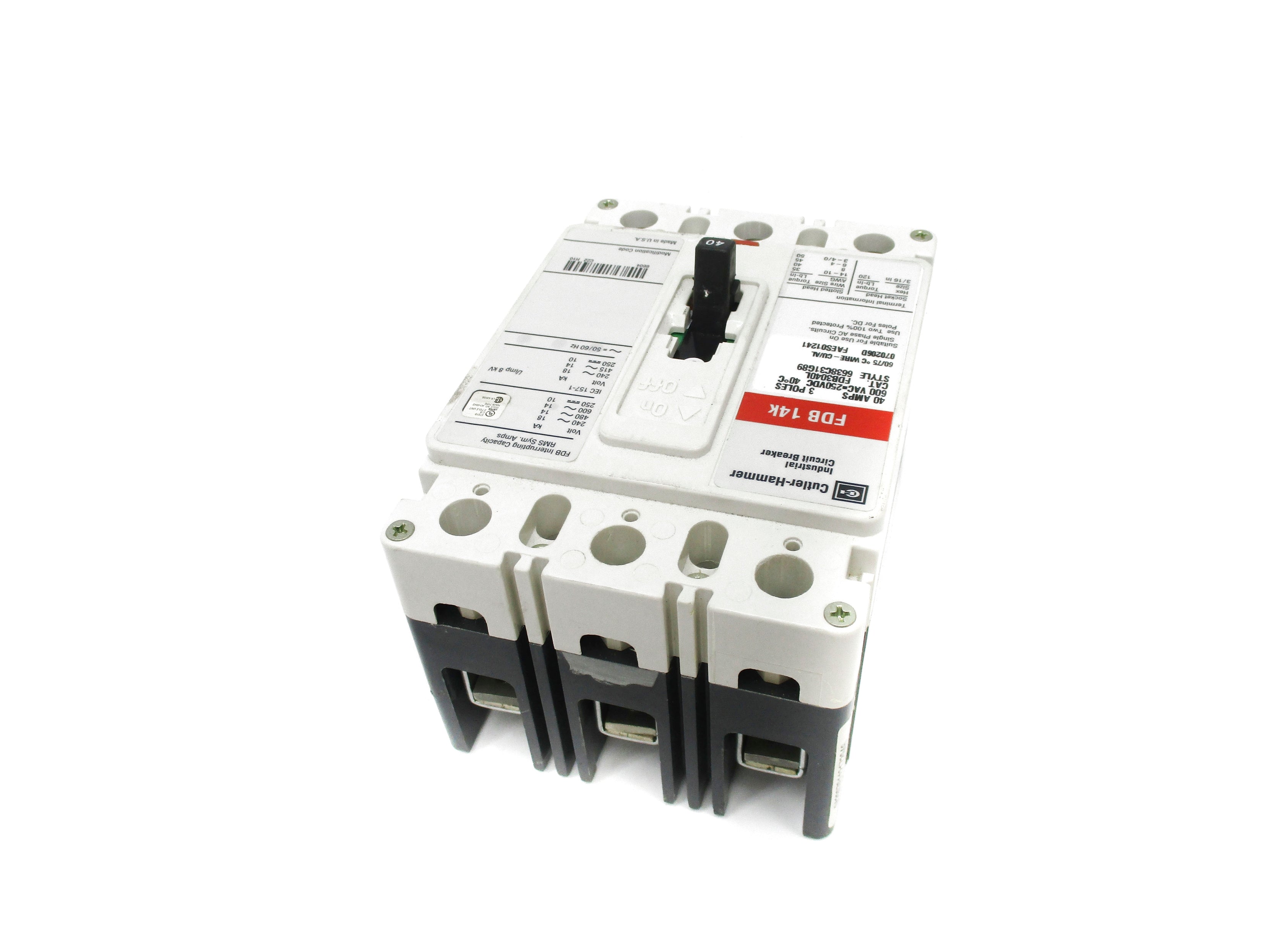CUTLER HAMMER FDB3040L 600VAC-250VDC 40AMPS NSNP