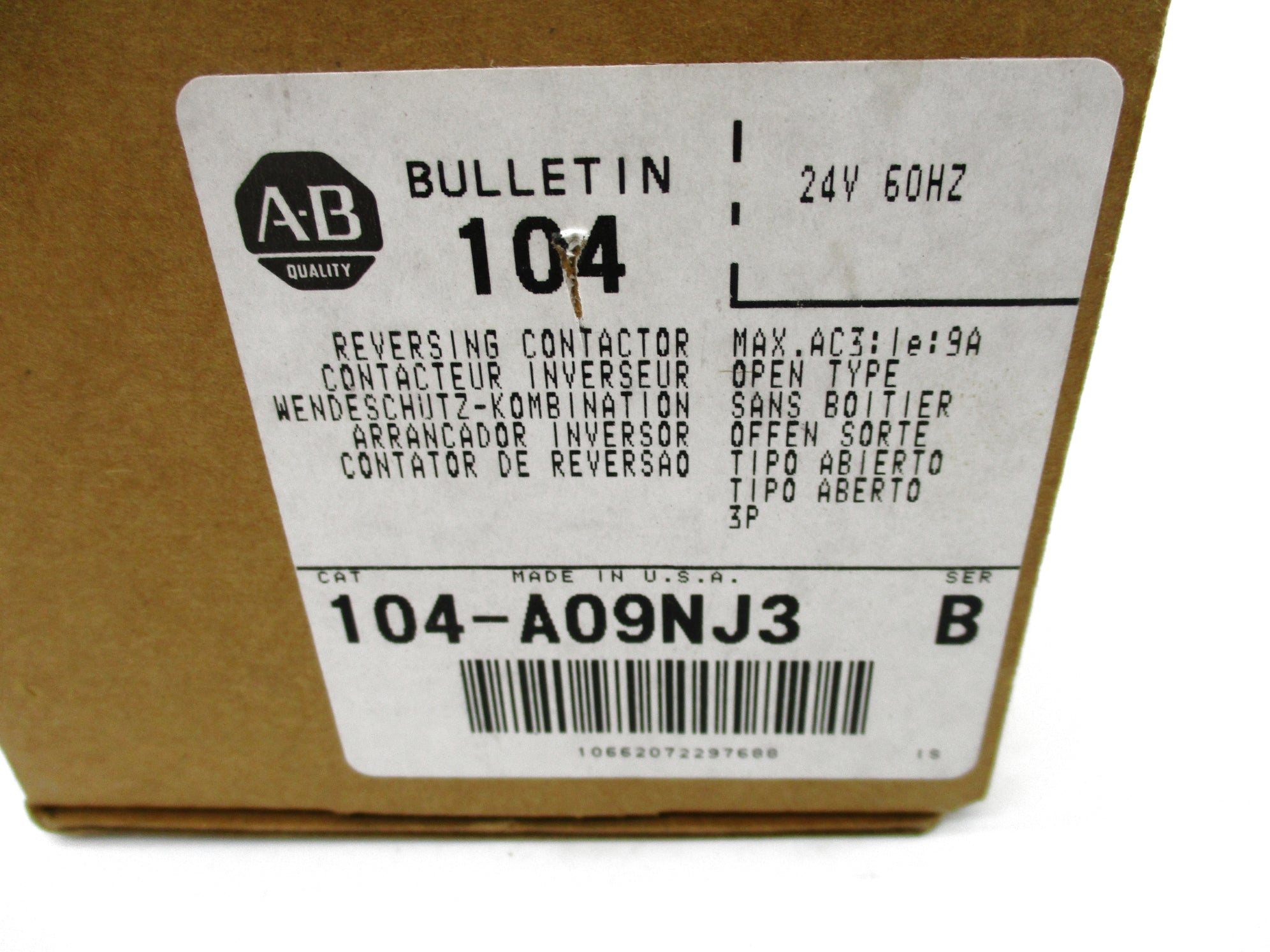 ALLEN BRADLEY 104-A09NJ3 SER. B 24V (BR/WH) NSMP