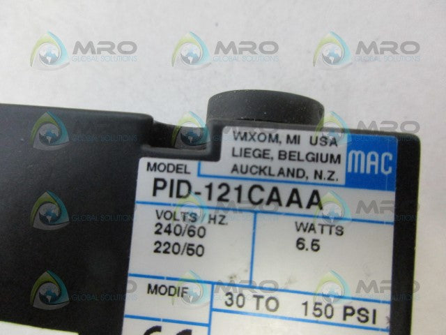 MAC PID-121CAAA 220/240VAC 30-150 PSI SOLENOID VALVE *USED*