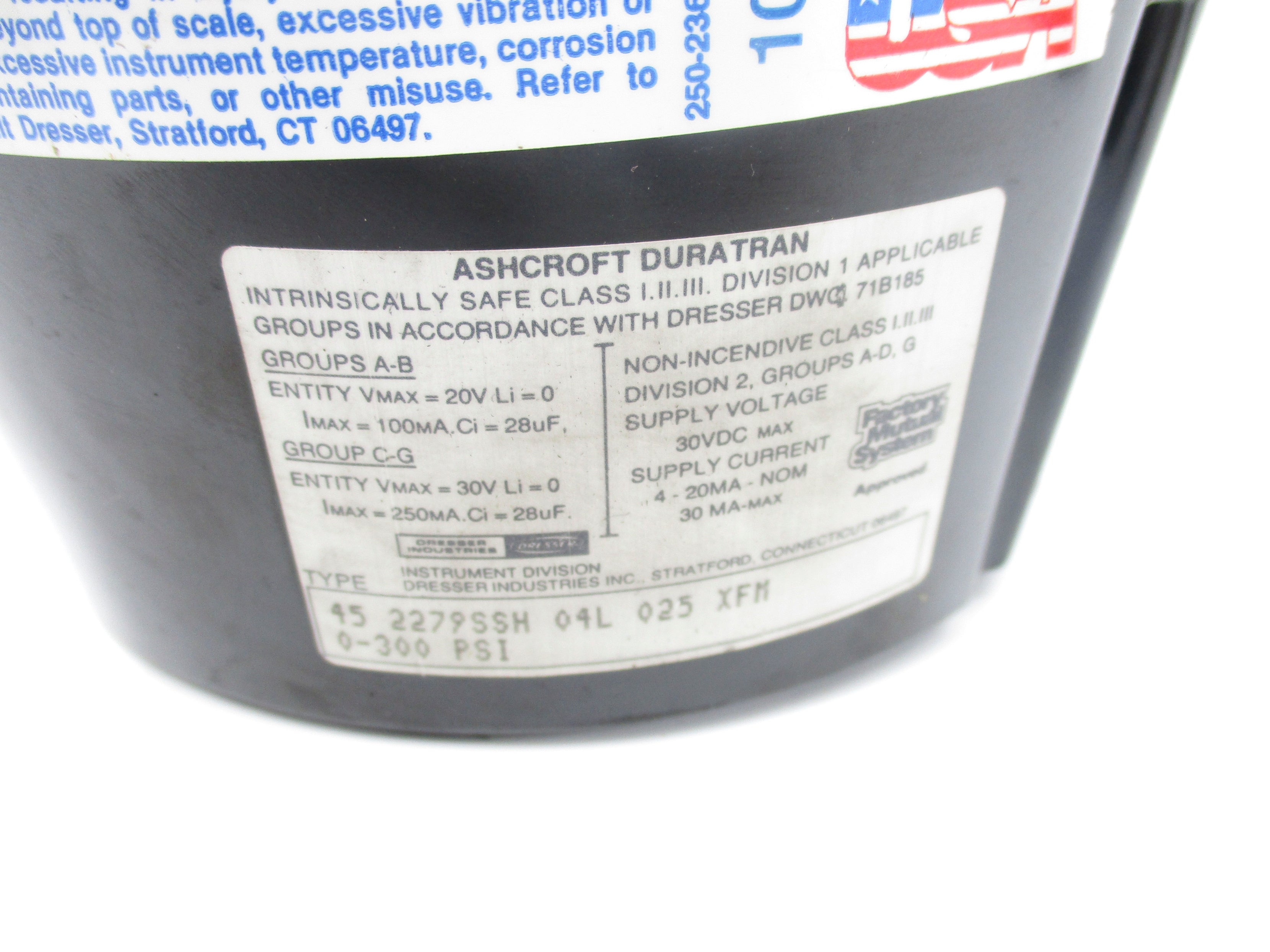 ASHCORFT 452279SSH04L025XFM 0-300PSI NSNP