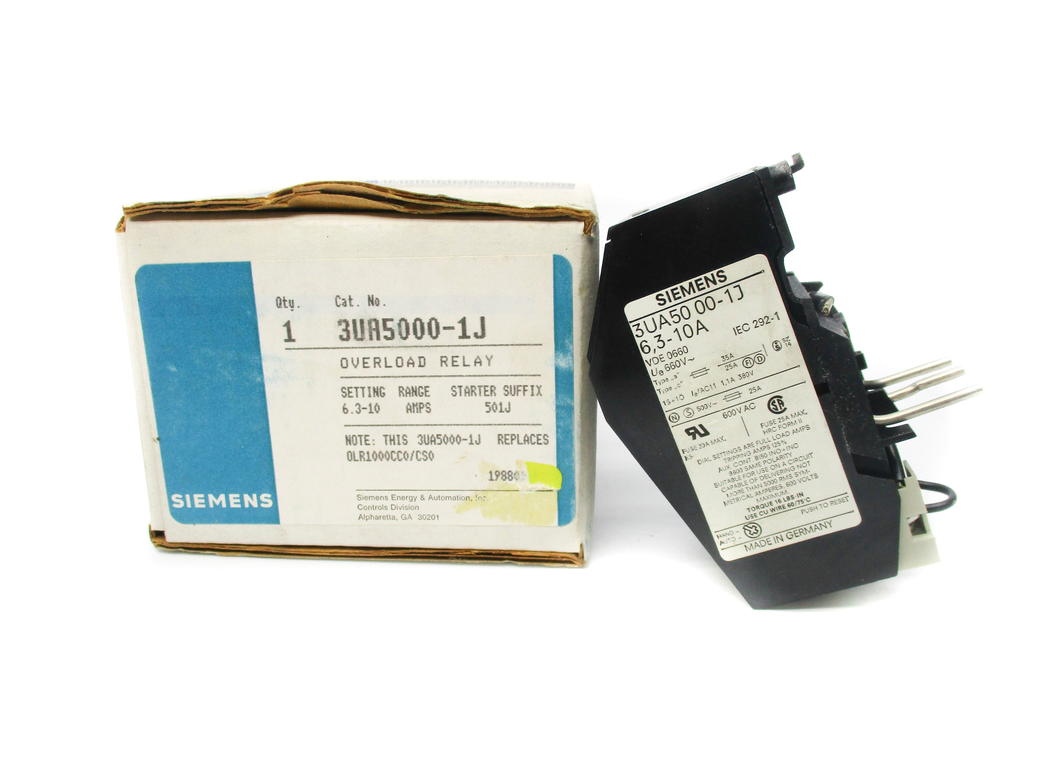 SIEMENS 3UA5000-1J 6.3-10A 600VAC NSMP