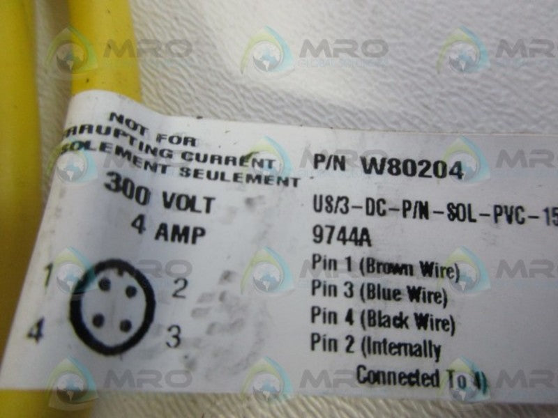 IFM EFECTOR W80204 CABLE CONNECTOR *NEW NO BOX*