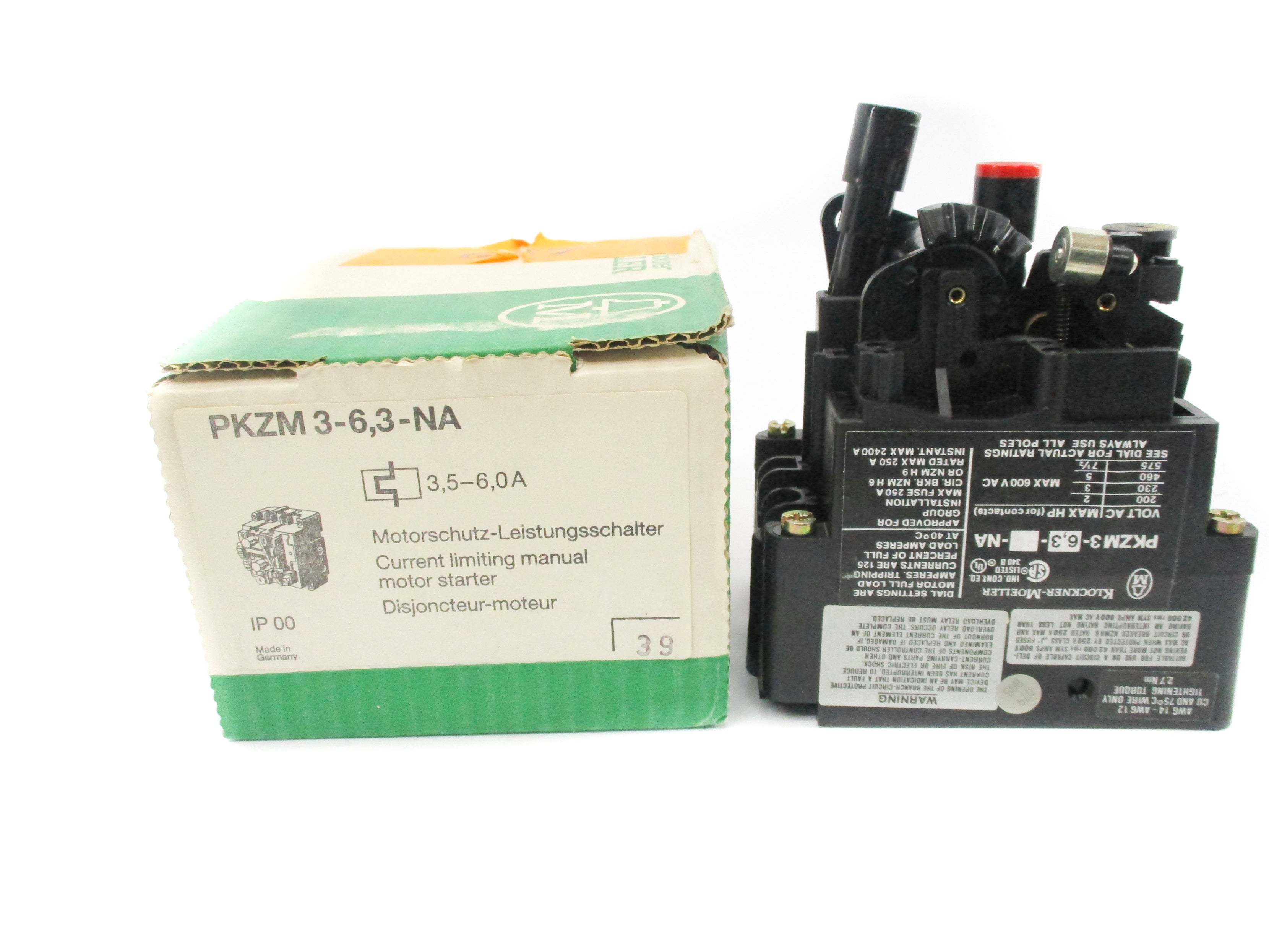 KLOCKNER MOELLER PKZM3-6.3-NA 3.5-6.0A 600VAC NSMP