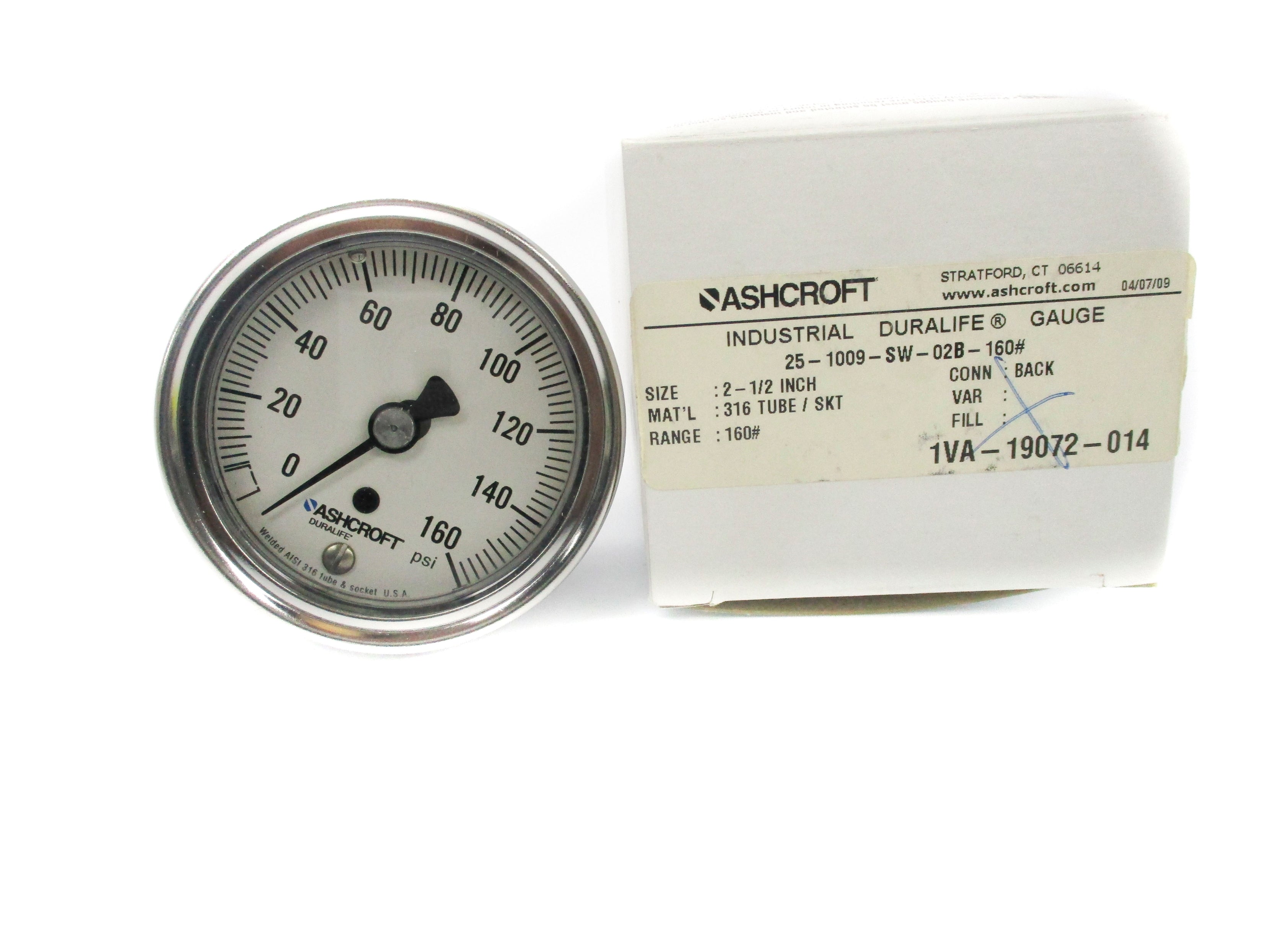 ASHCROFT 25-1009-SW-02B-160# 0-160PSI NSMP