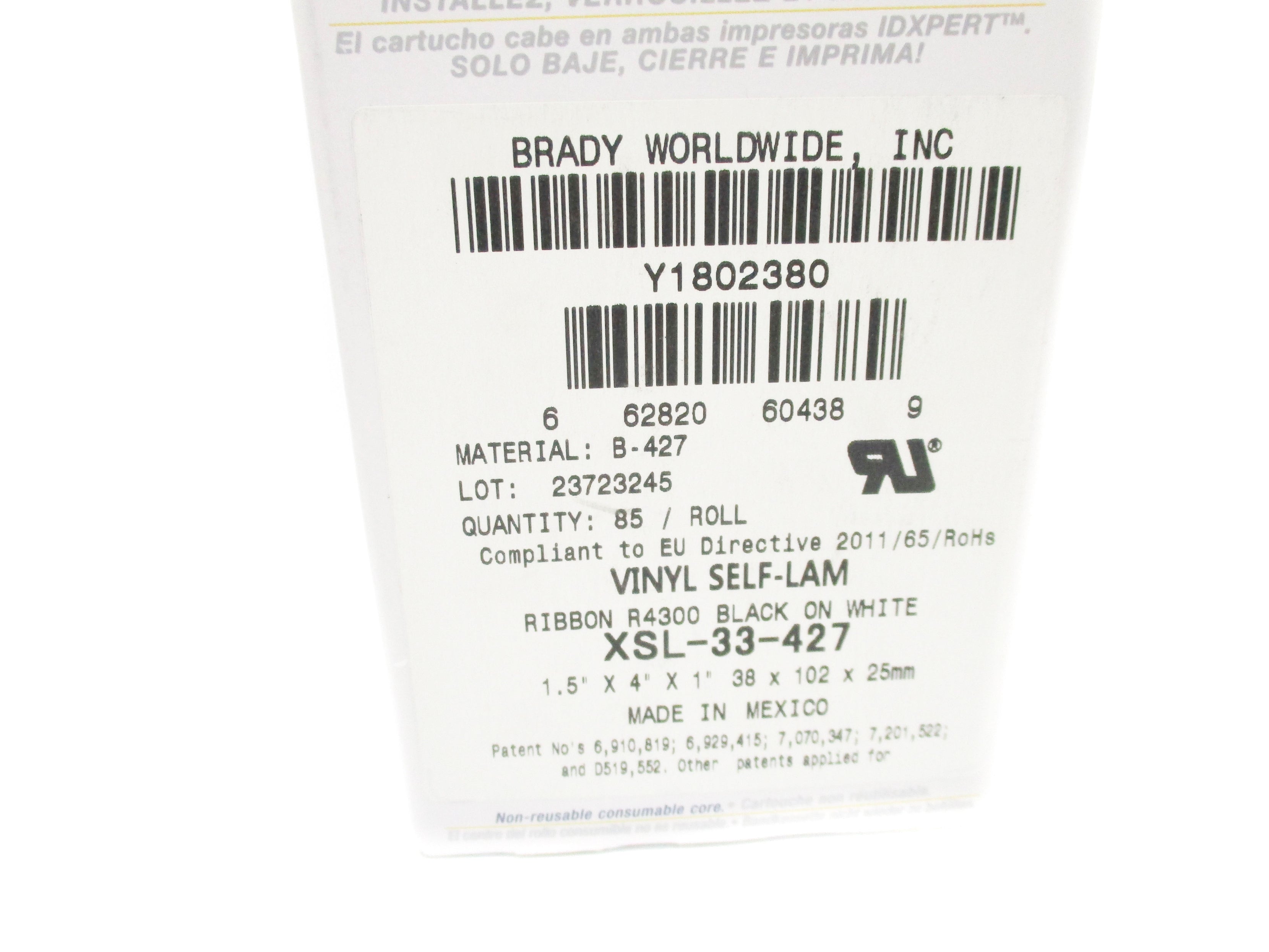 BRADY XSL-33-427 (PKG OF 85) NSMP