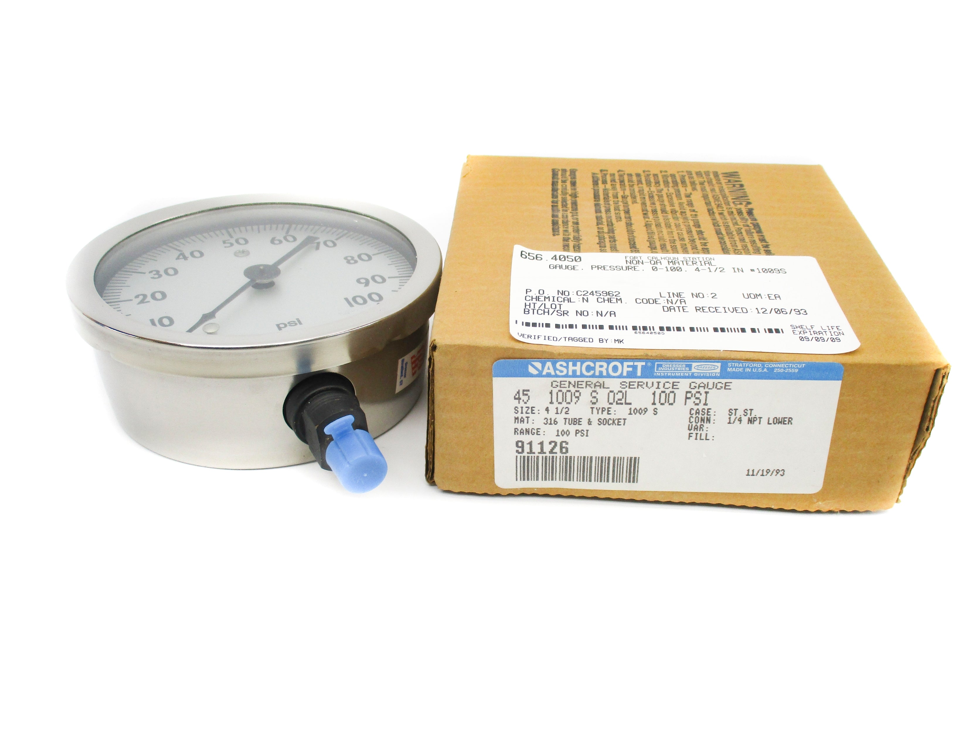 ASHCROFT 451009S02L100 0-100PSI NSMP