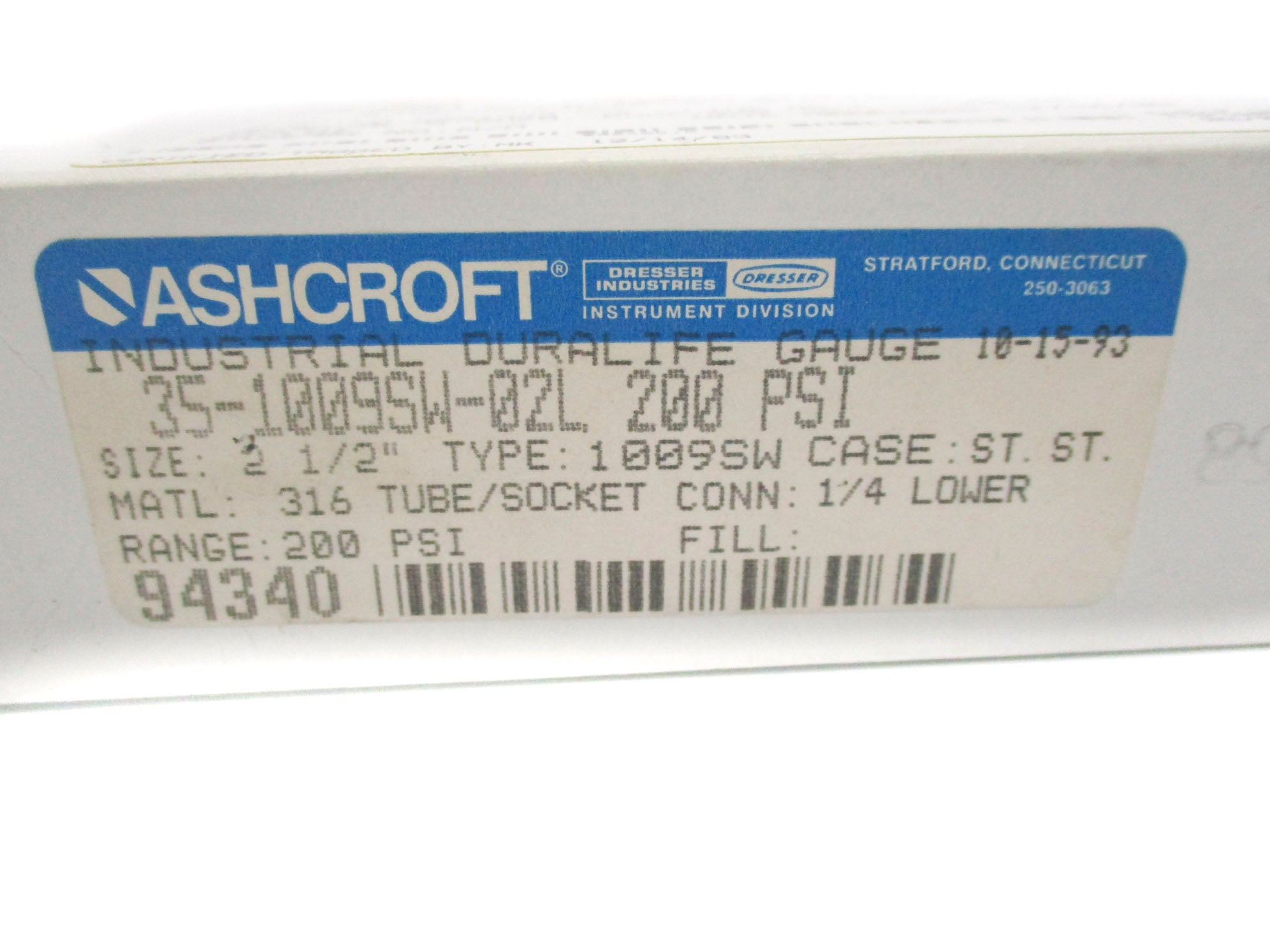 ASHCROFT 35-1009SW-02L200 0-200PSI NSMP