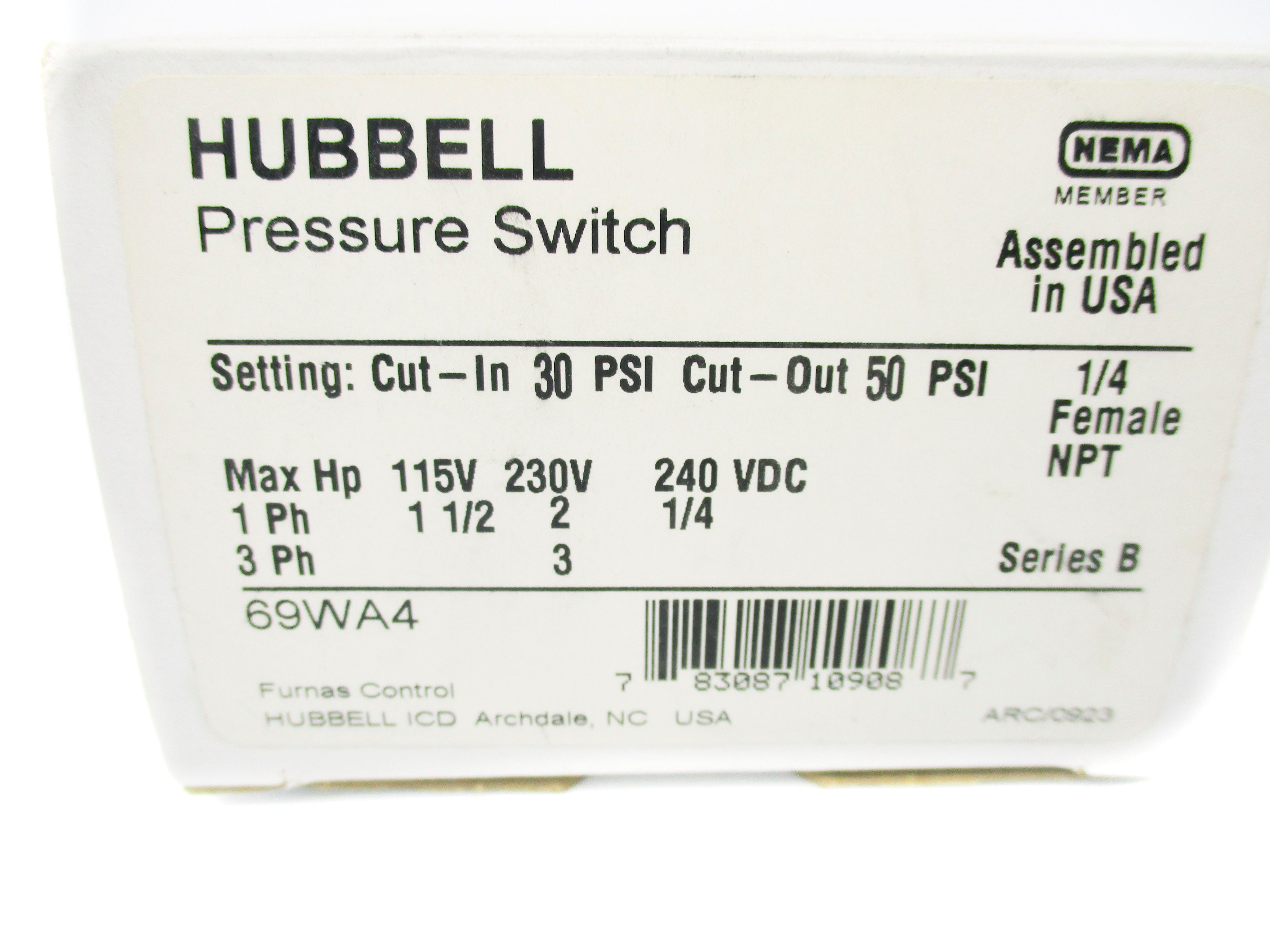 HUBBELL 69WA4 SER. B 50PSI NSMP