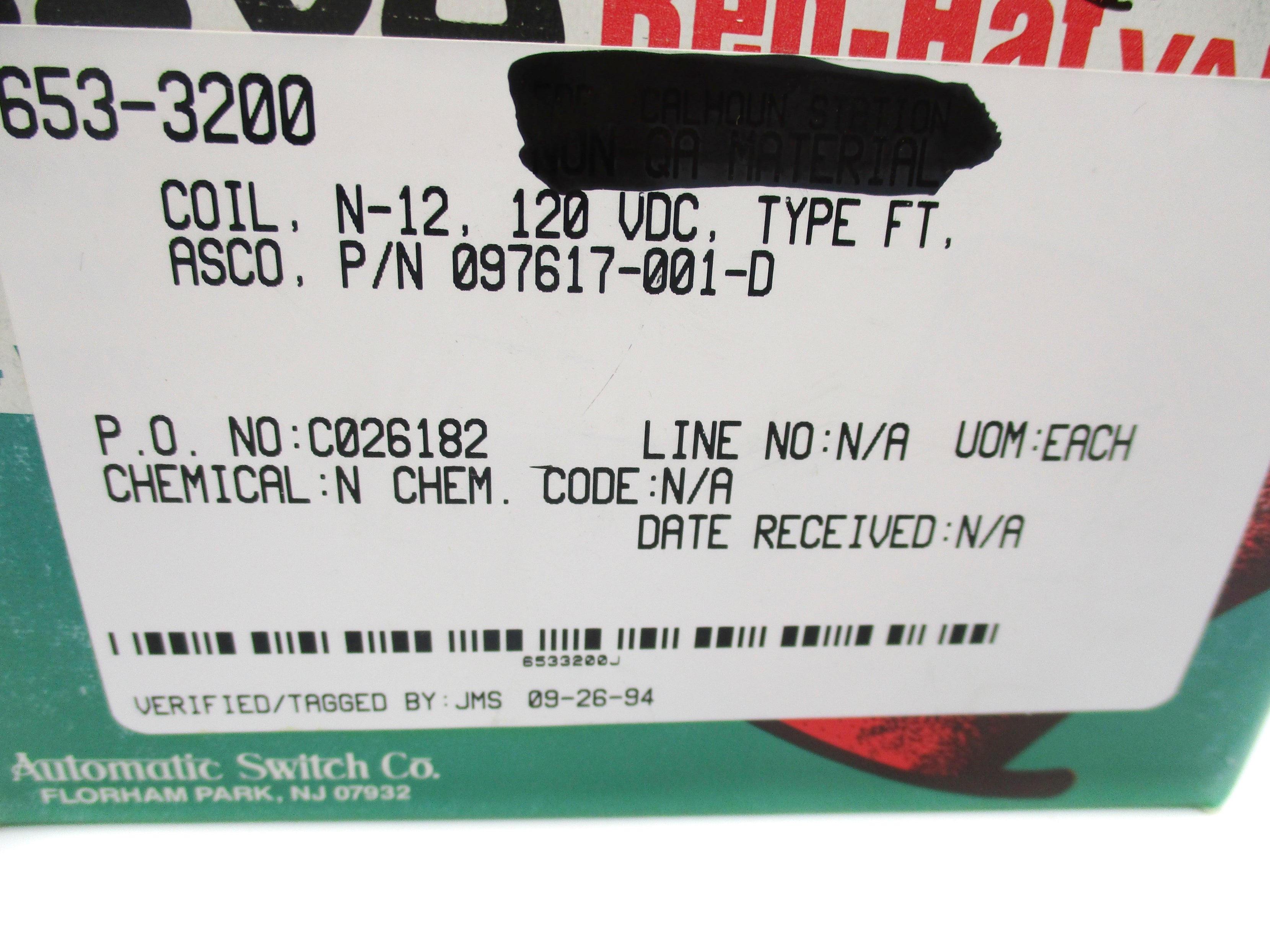 ASCO 097617-001-D 120VDC NSMP