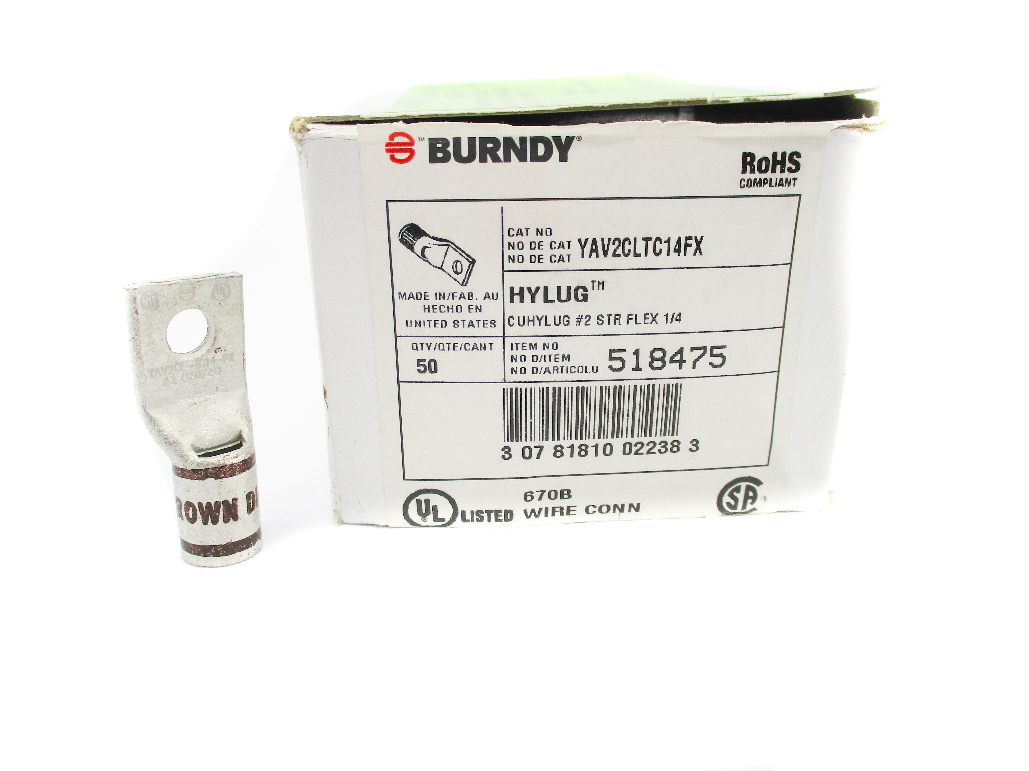 BURNDY YAV2CLTC14FX (PKG OF 50) NSMP
