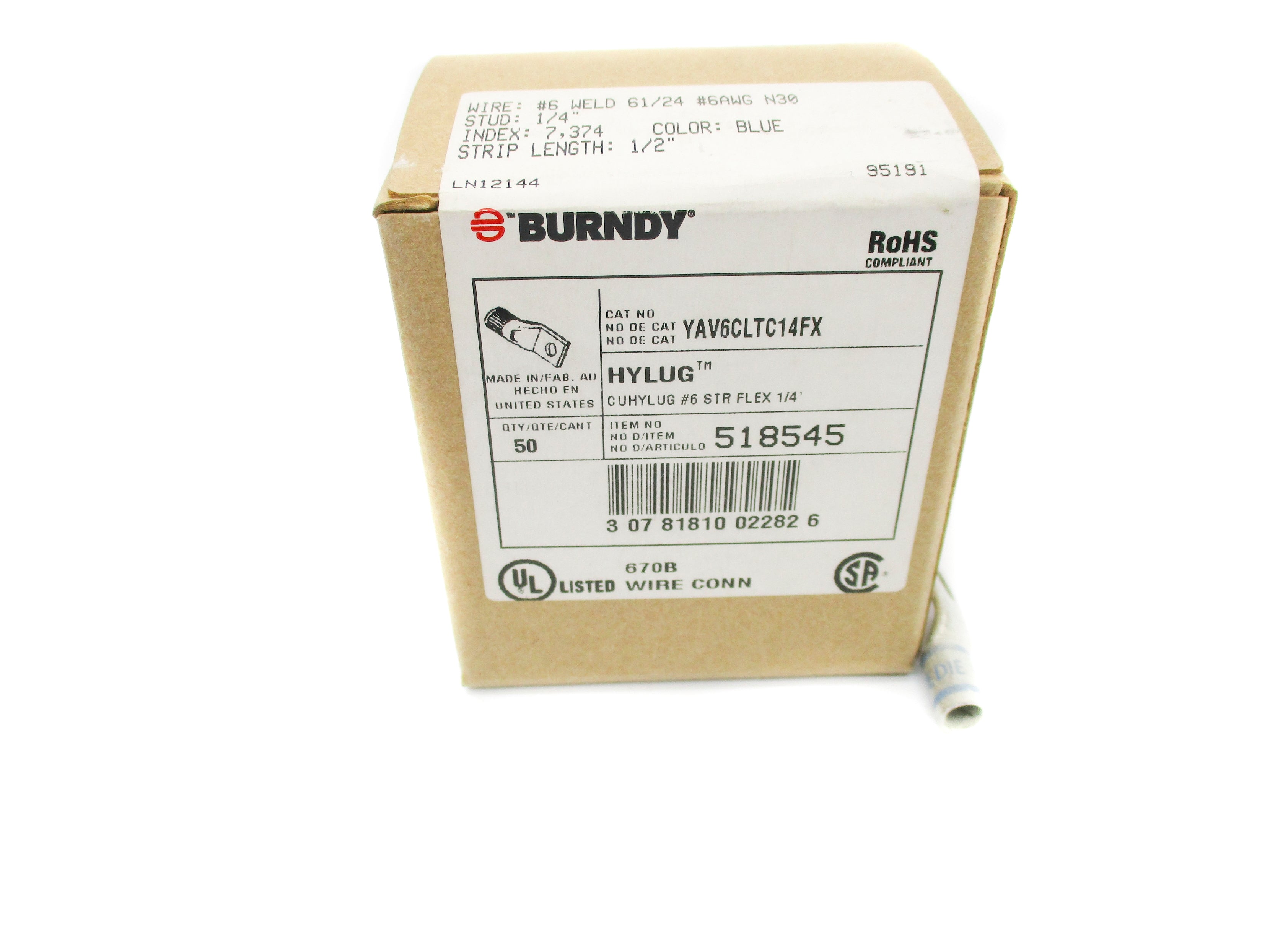 BURNDY YAV6CLTC14FX (PKG OF 50) NSMP
