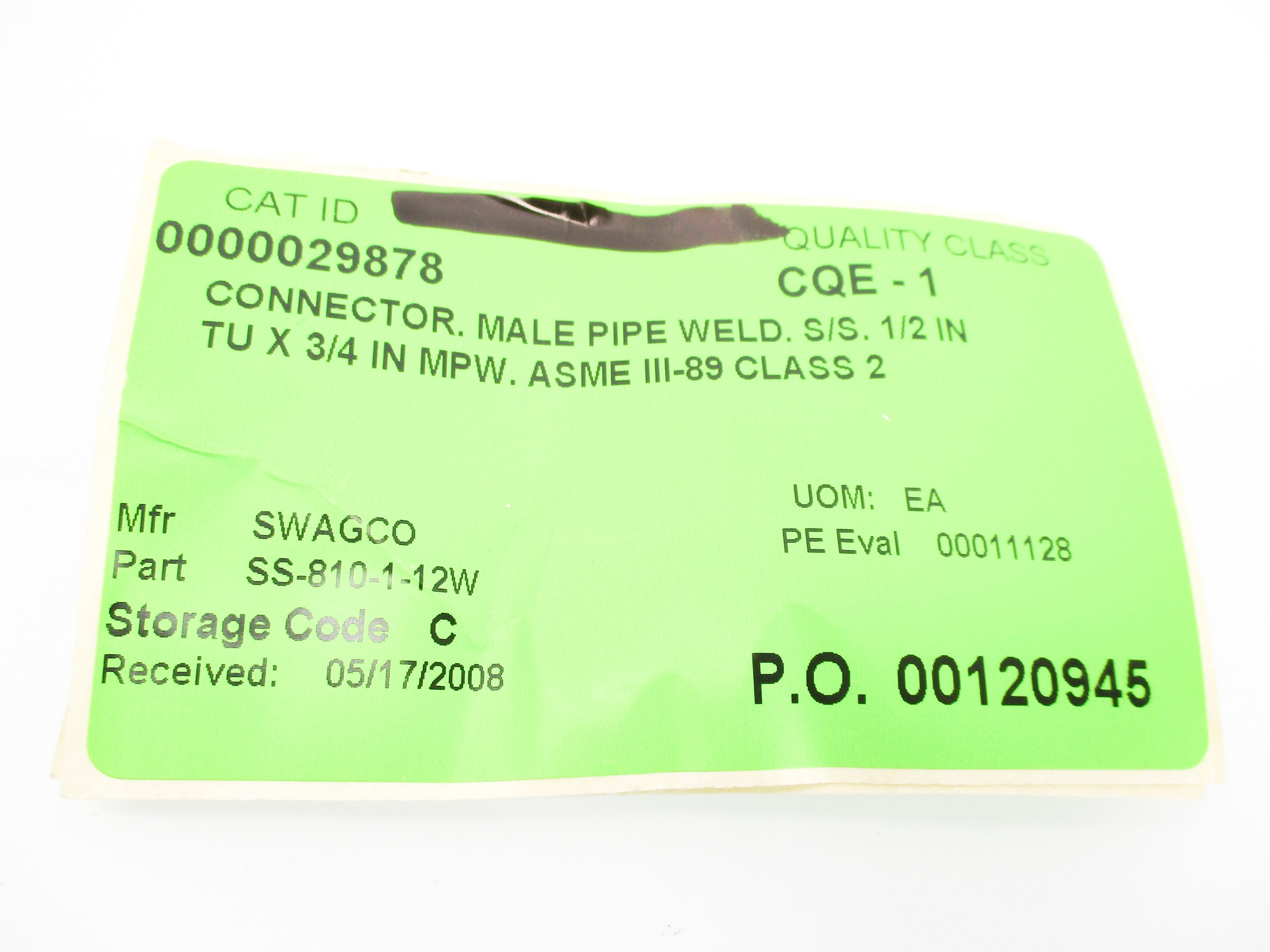 SWAGELOK SS-810-1-12W NSNP