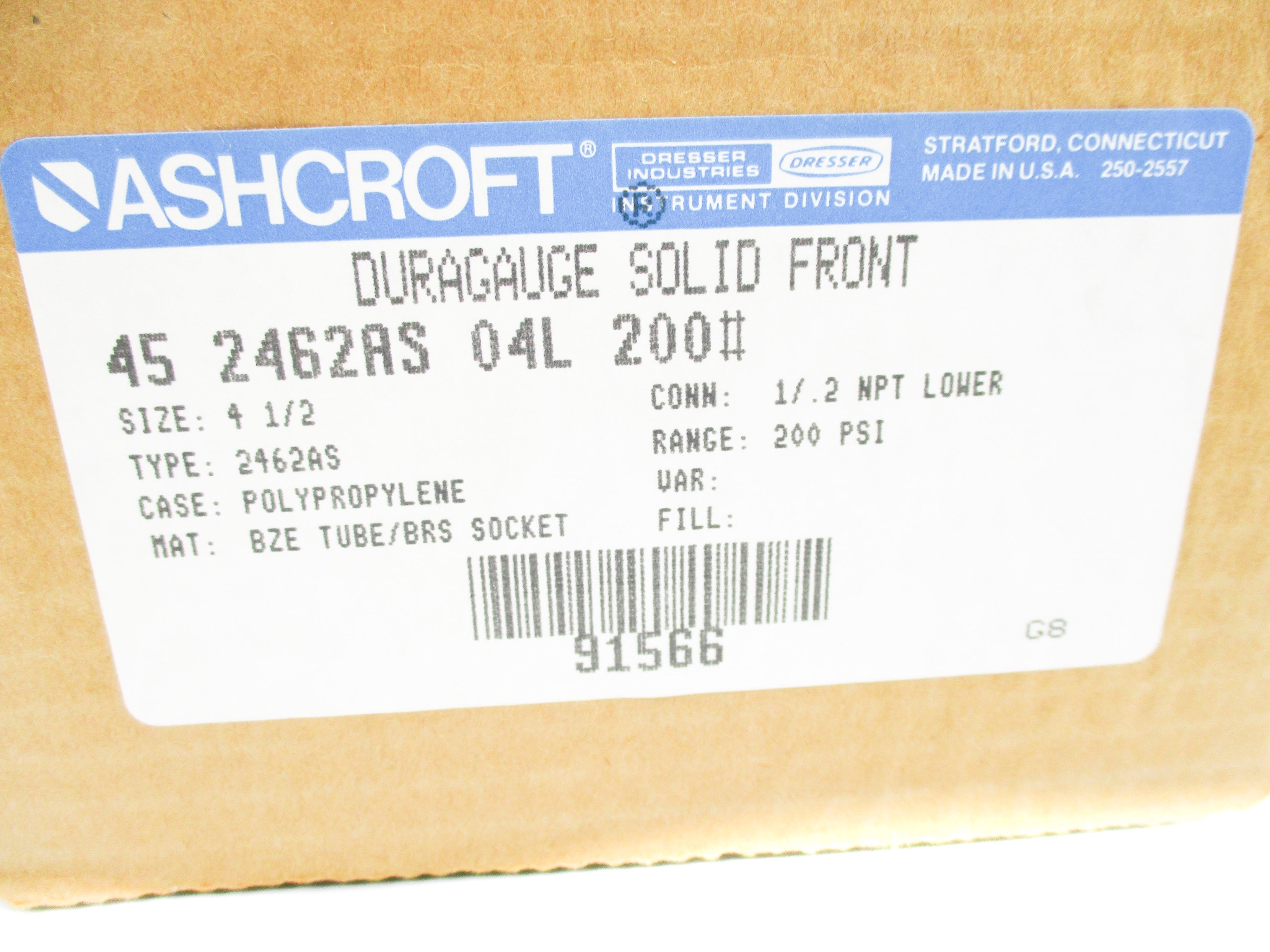 ASHCROFT 452462AS04L200# 0-200PSI NSMP