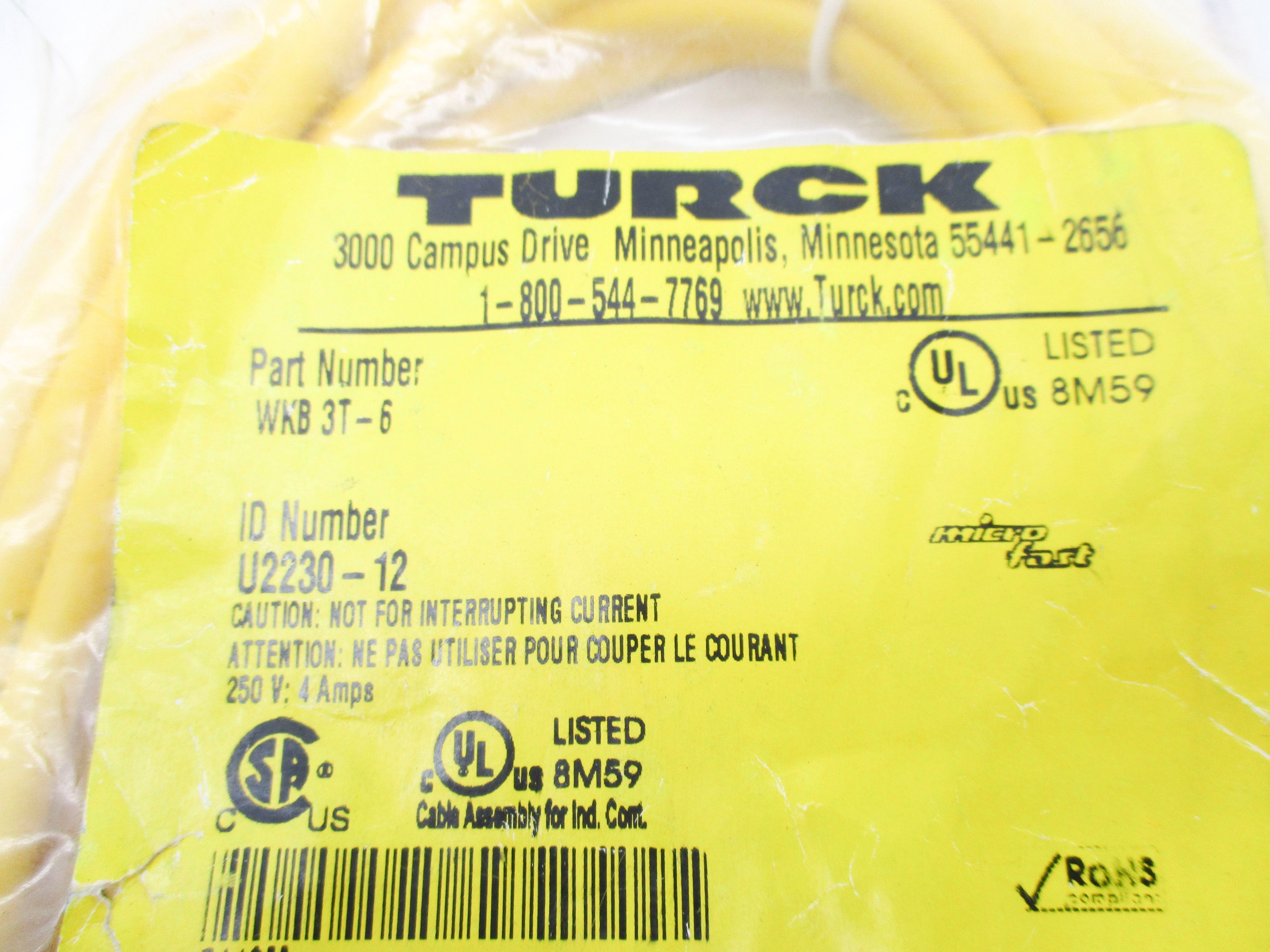 TURCK WKB3T-6 250V 4A NSMP