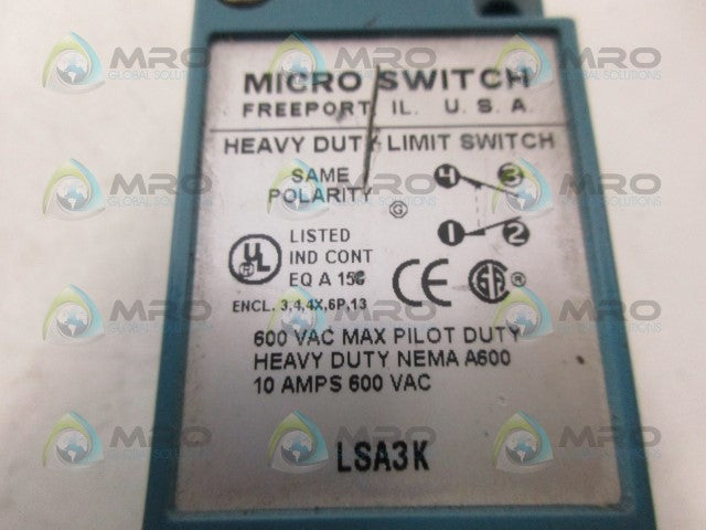 MICROSWITCH LSA3K LIMIT SWITCH (AS PICTURED) *NEW NO BOX*