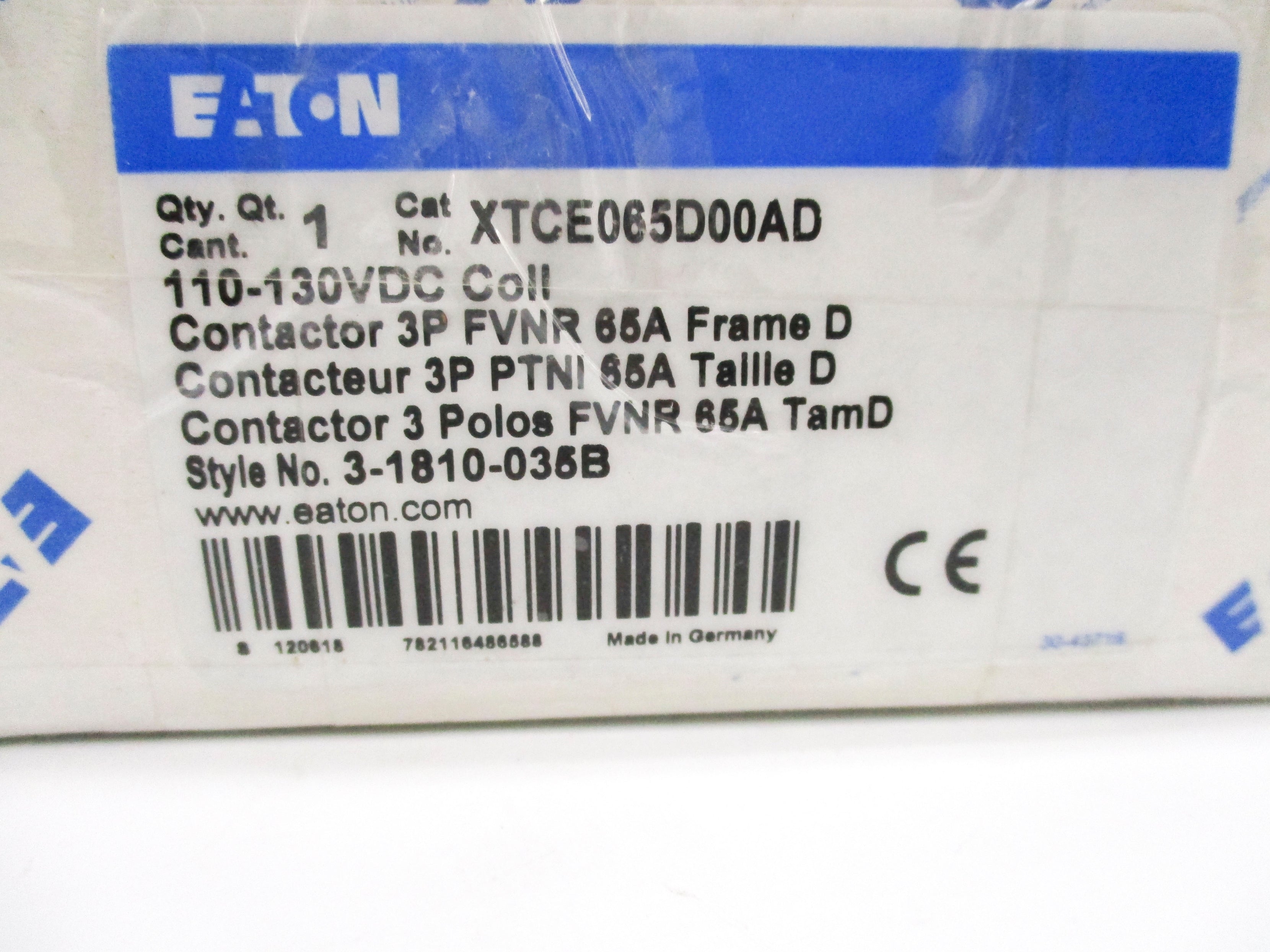 EATON XTCE065D00AD 110-130VDC NSMP