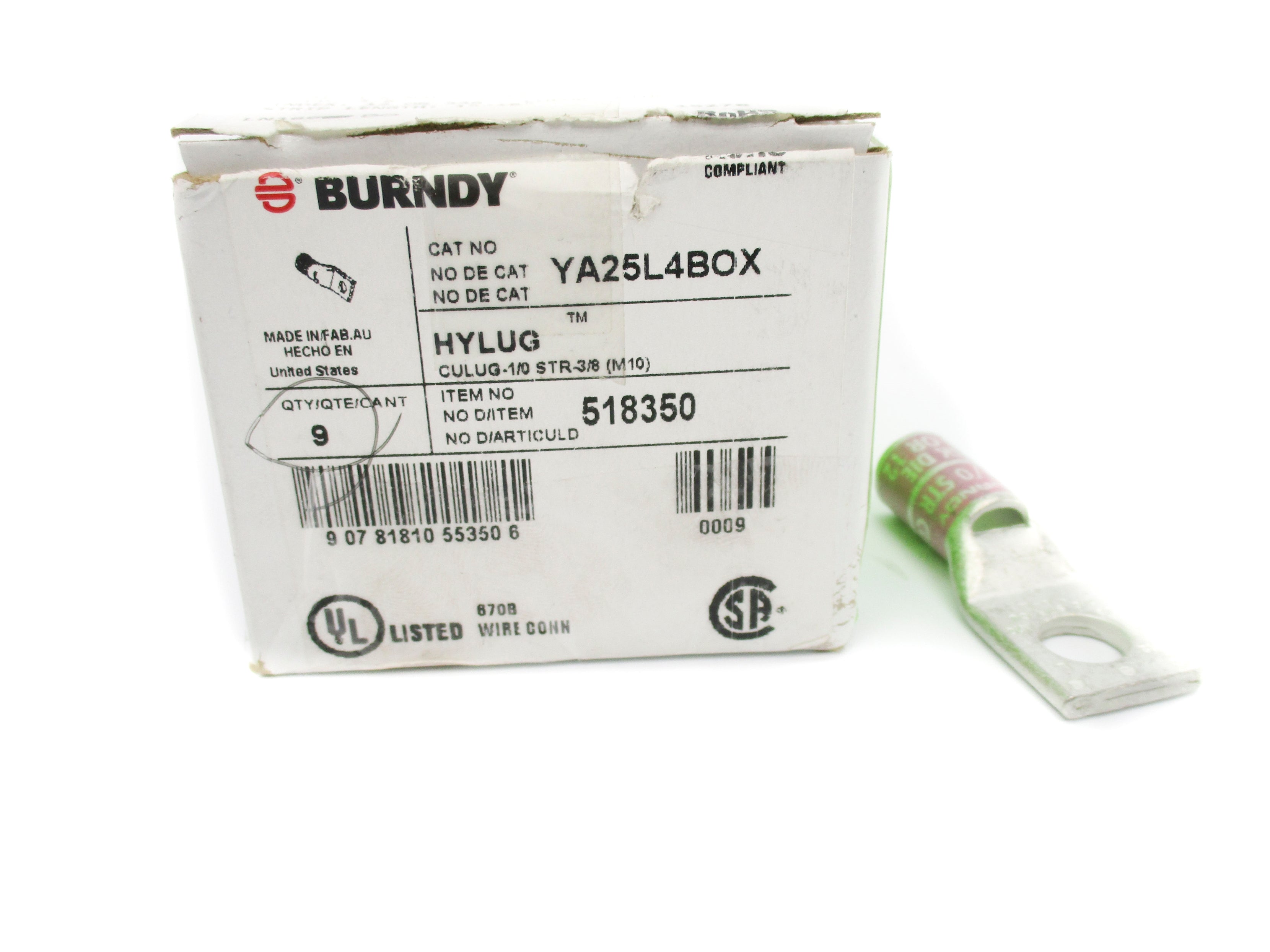 BURNDY YA25L4BOX (PKG OF 9) NSMP