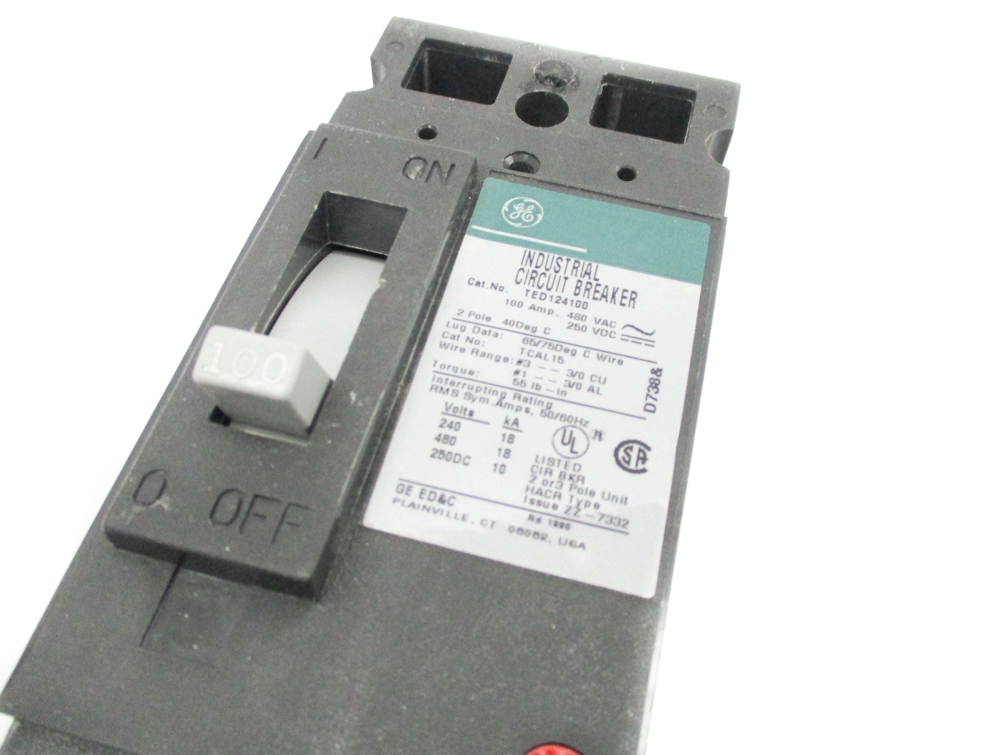 GENERAL ELECTRIC TED124100WL 100A 480VAC/250VDC NSMP