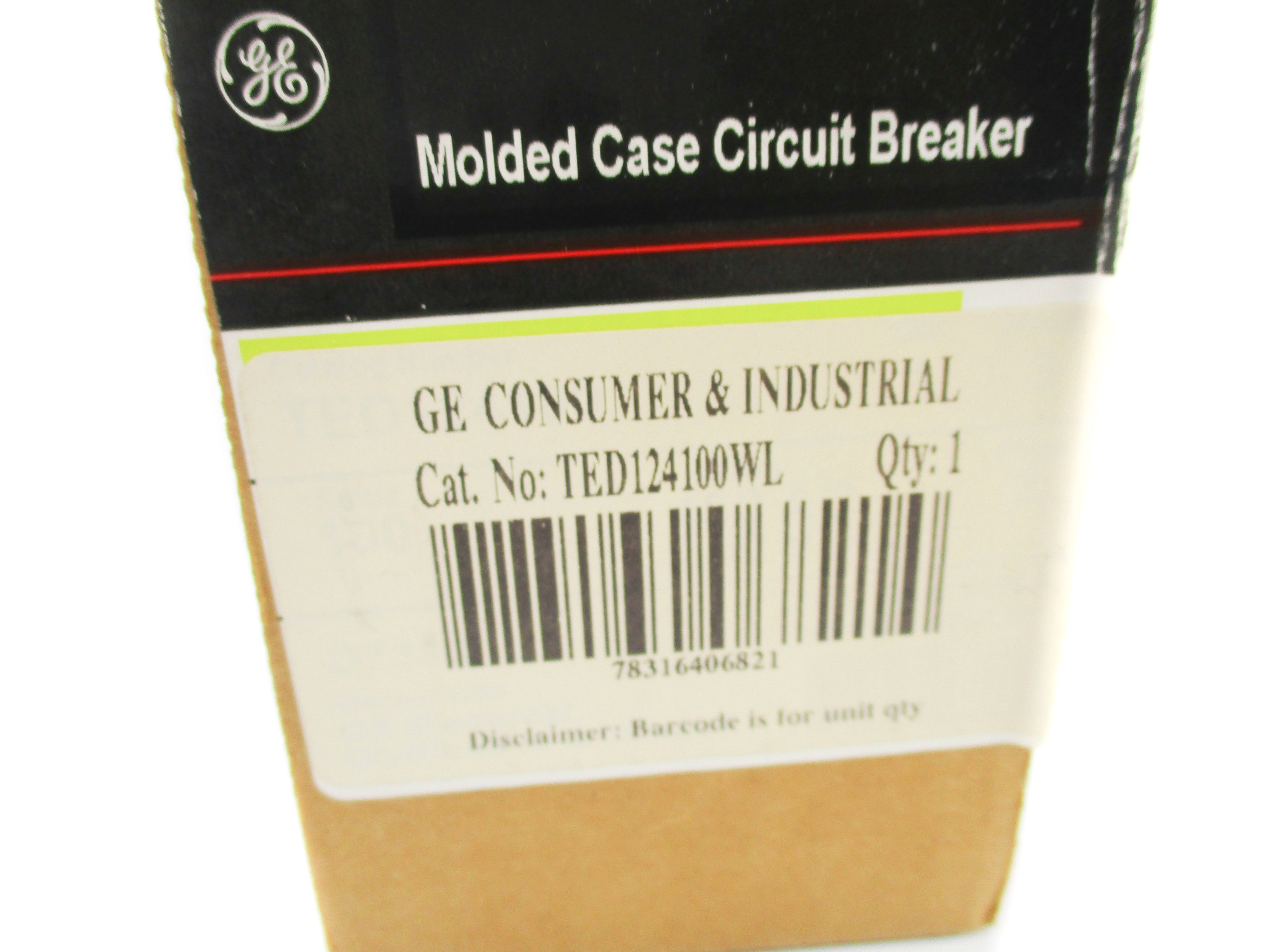 GENERAL ELECTRIC TED124100WL 100A 480VAC/250VDC NSMP