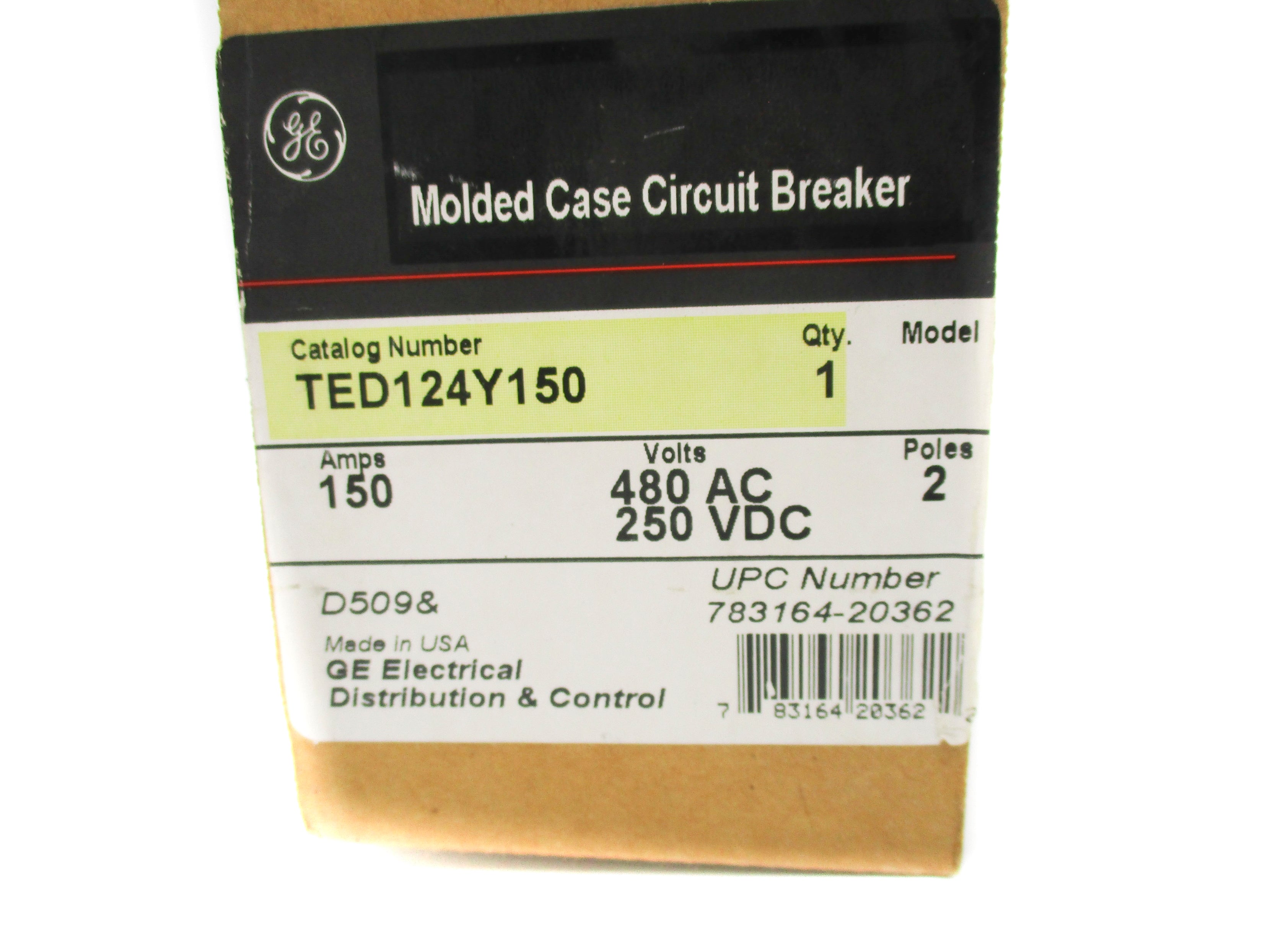 GENERAL ELECTRIC TED124Y150 150A 480VAC/ 250VDC NSMP