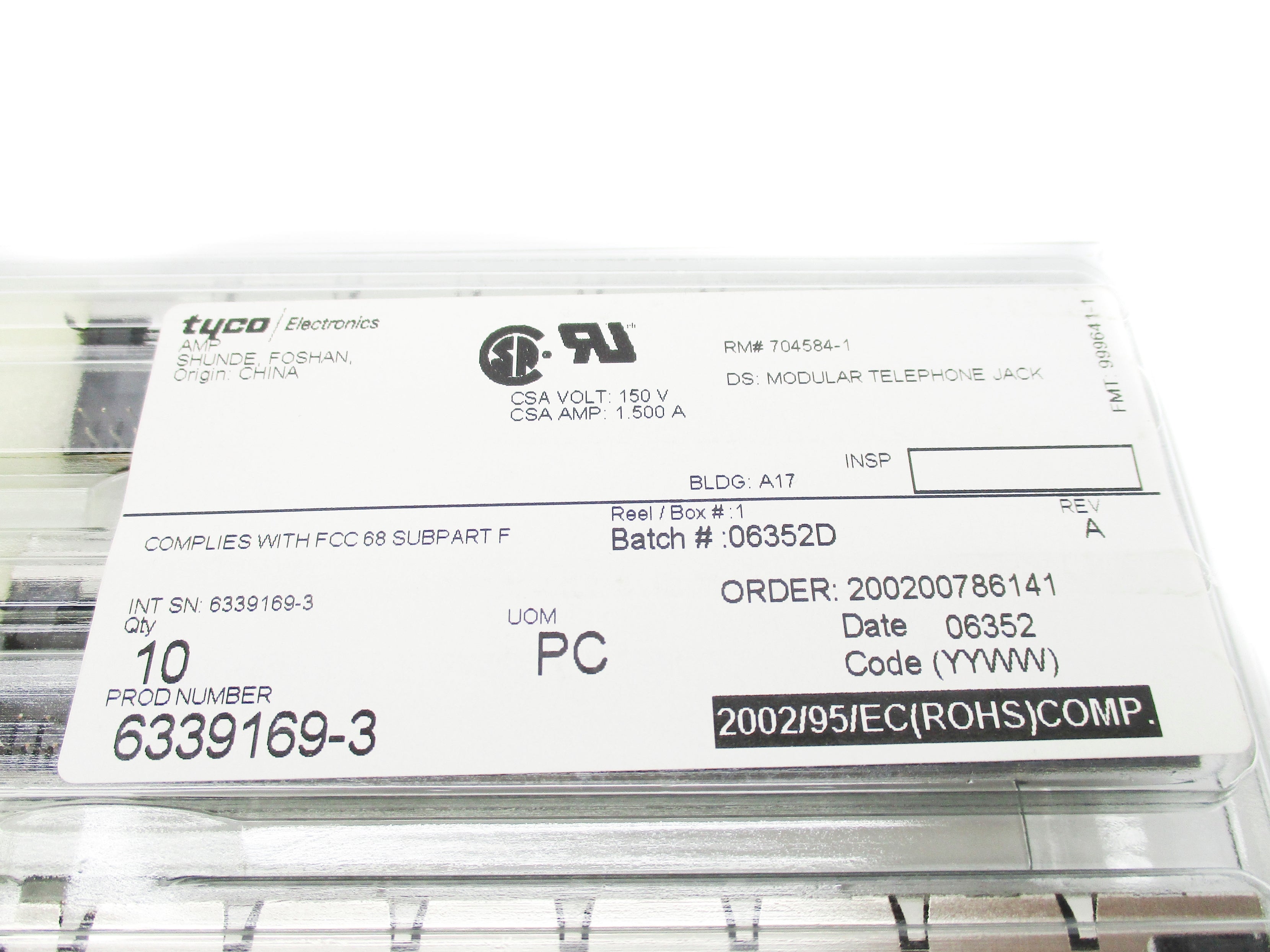 TYCO 6339169-3 (PKG OF 10) NSMP