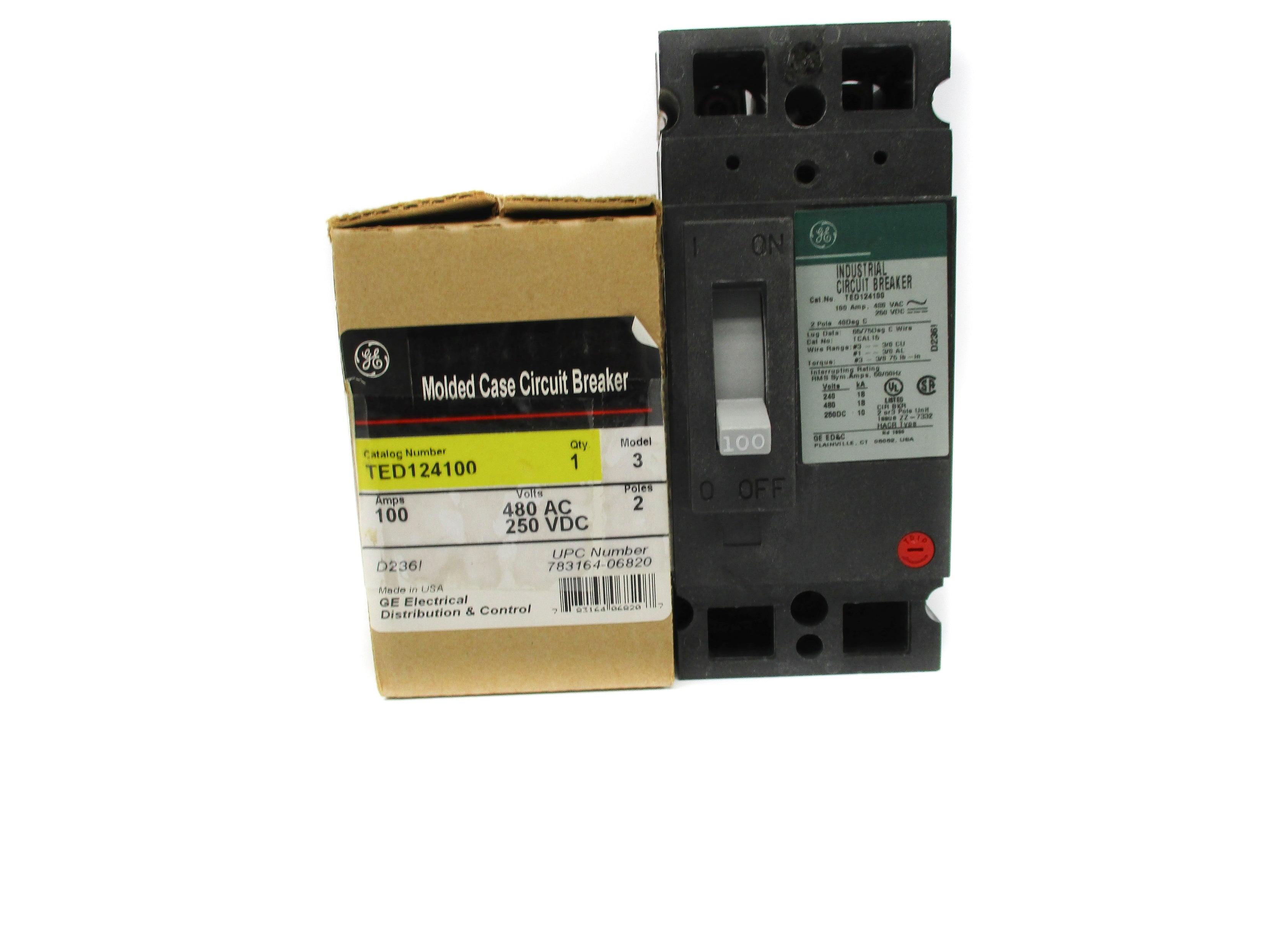 GENERAL ELECTRIC TED124100 100A 250VDC 480VAC NSMP