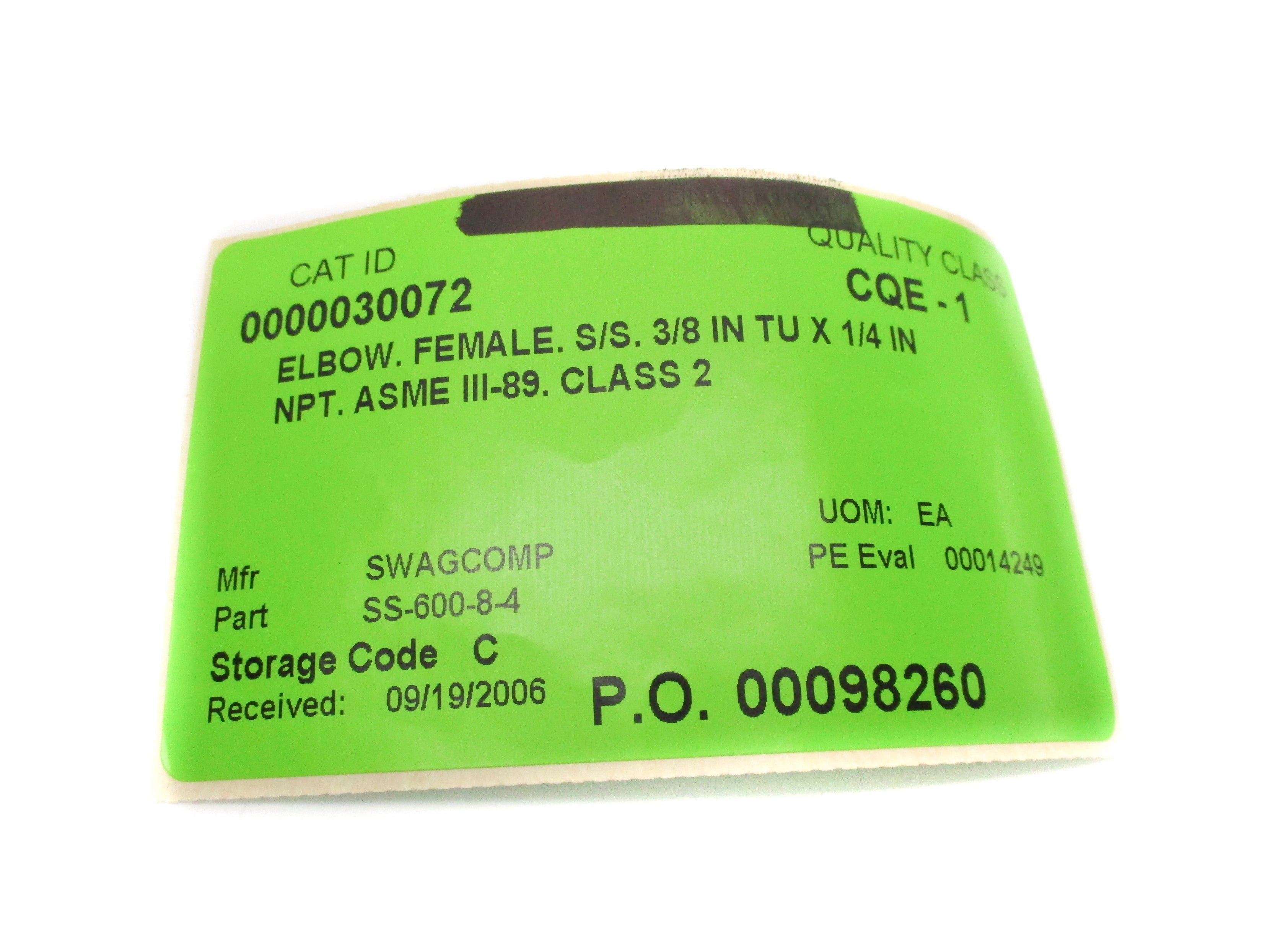 SWAGELOK SS-600-8-4 NSNP