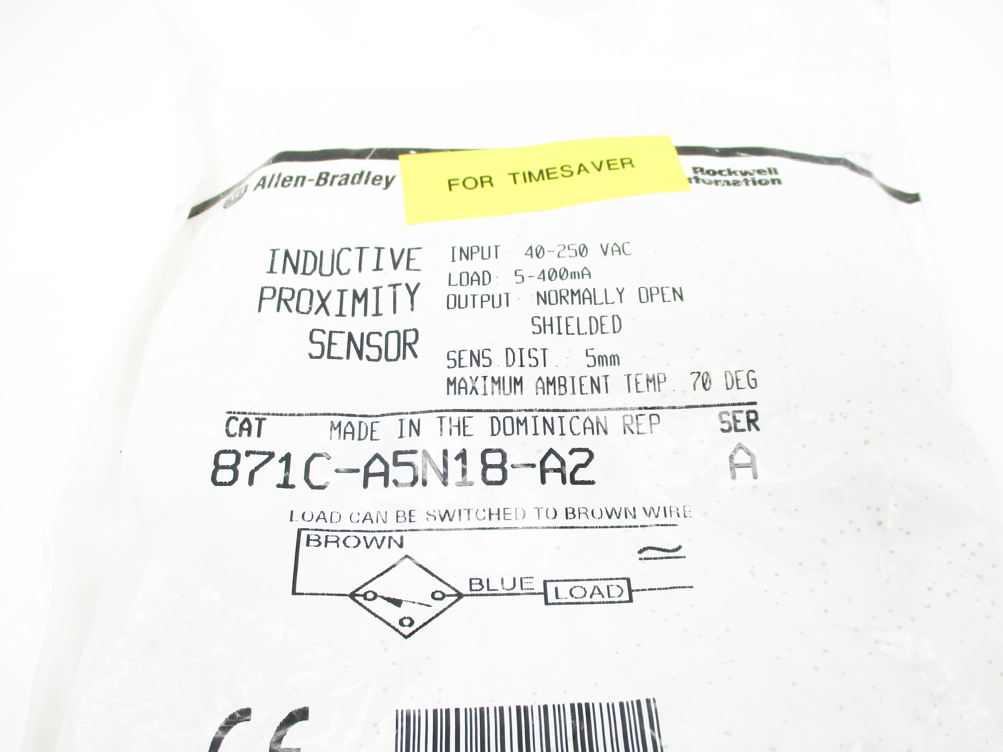 INDUSTRIAL SPARE PART 871C-A5N18-A2 SER. A 40-250VAC NSMP